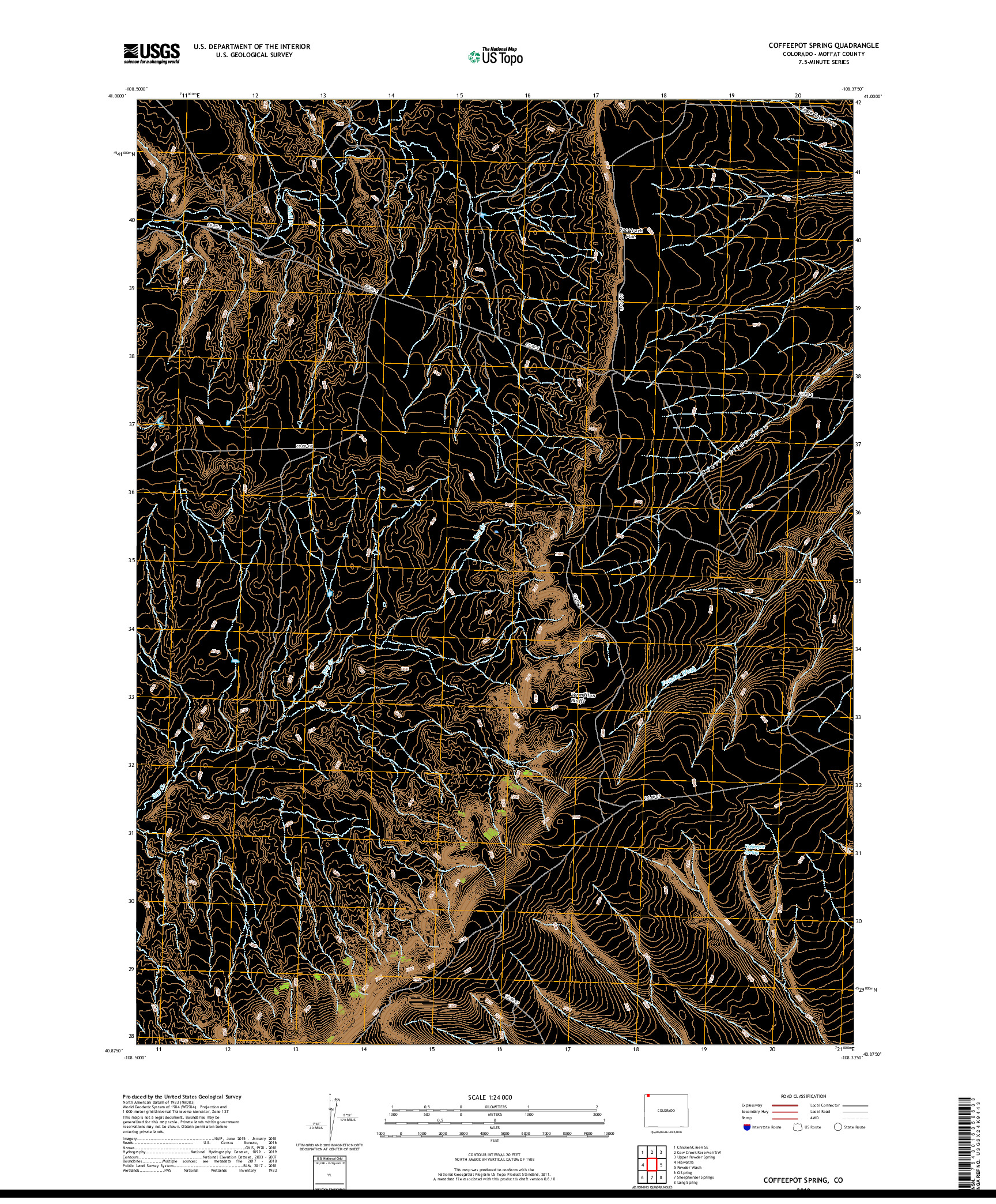 USGS US TOPO 7.5-MINUTE MAP FOR COFFEEPOT SPRING, CO 2019