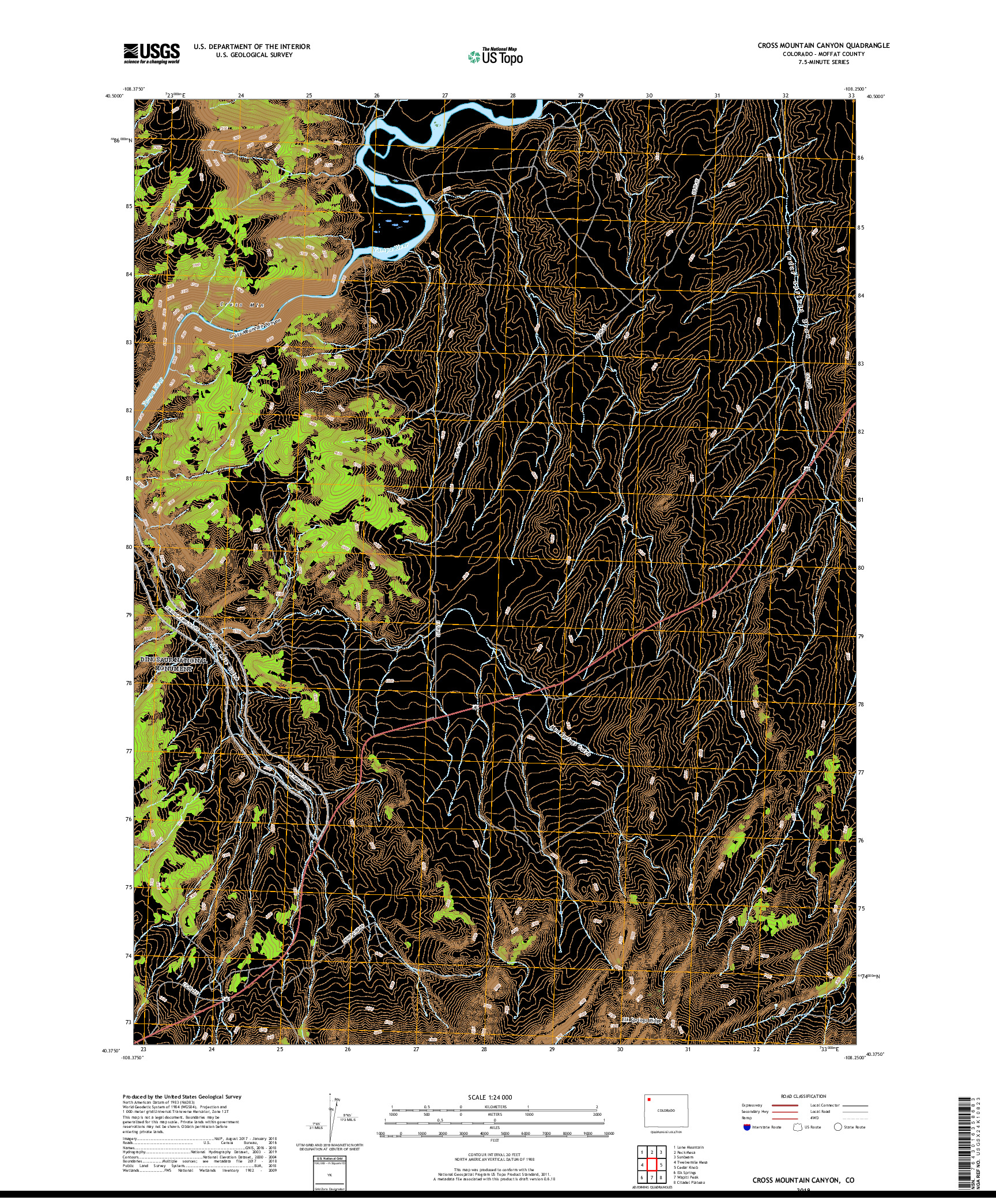 USGS US TOPO 7.5-MINUTE MAP FOR CROSS MOUNTAIN CANYON, CO 2019
