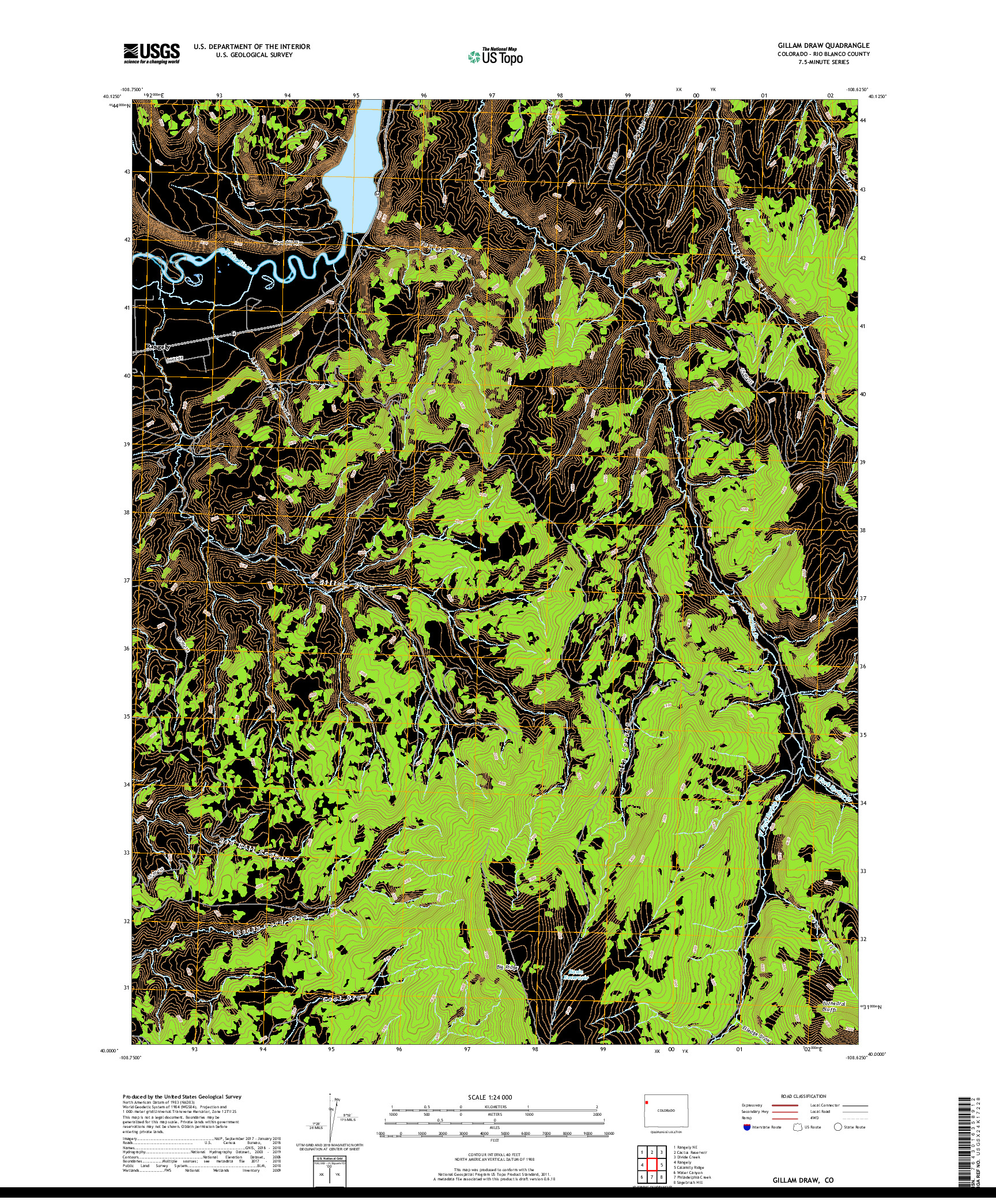 USGS US TOPO 7.5-MINUTE MAP FOR GILLAM DRAW, CO 2019