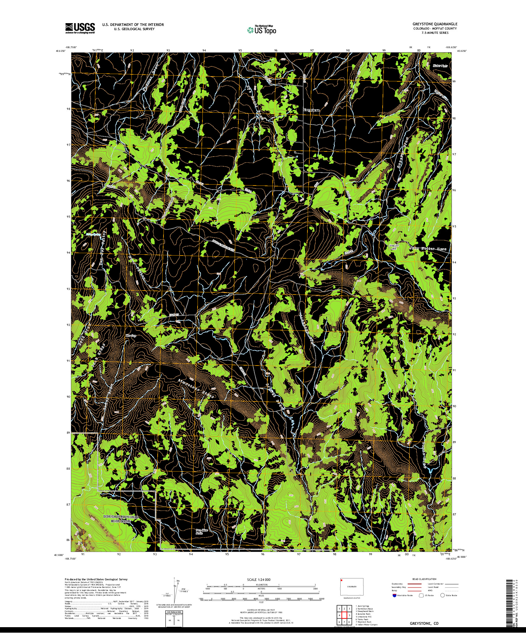 USGS US TOPO 7.5-MINUTE MAP FOR GREYSTONE, CO 2019