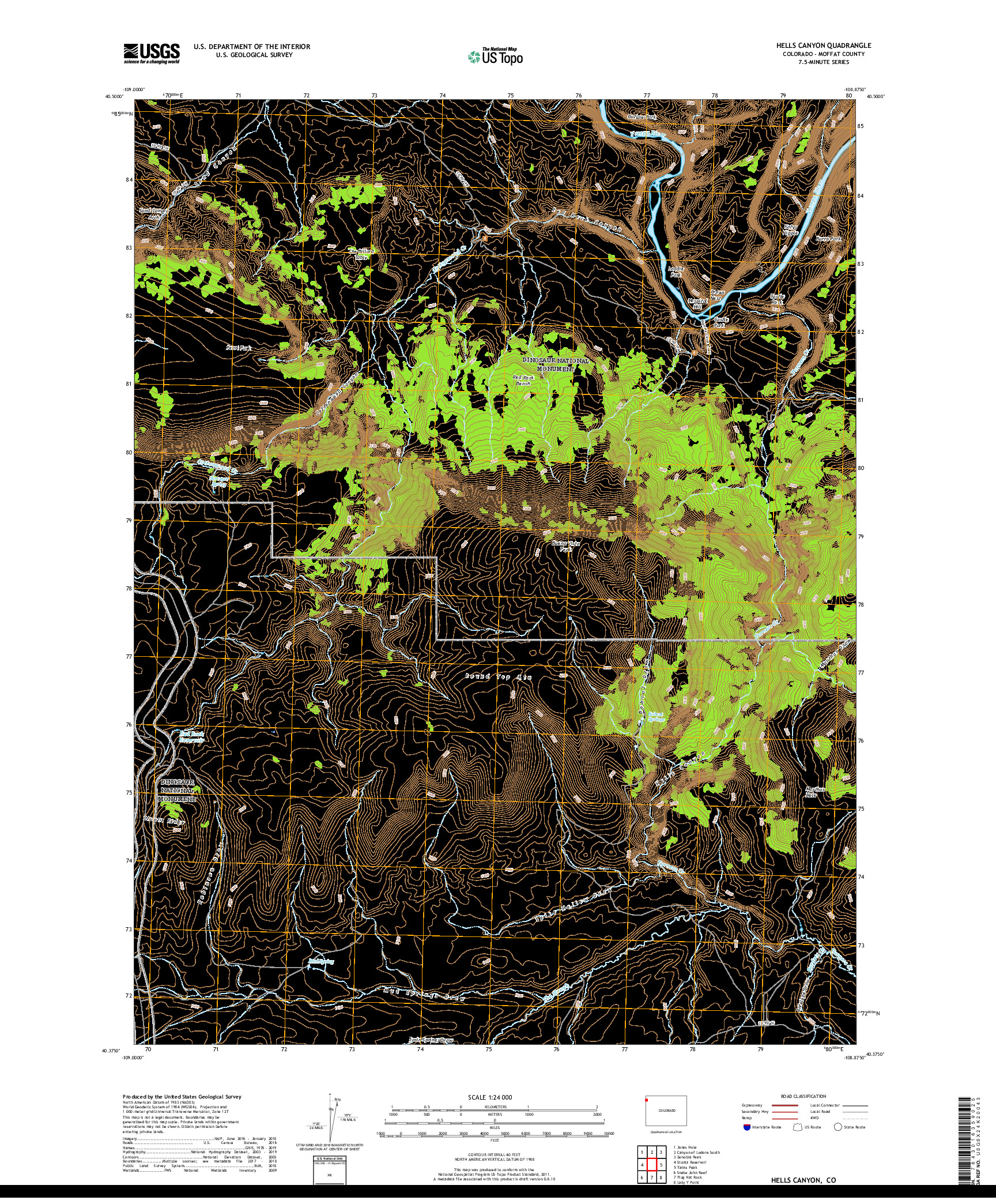 USGS US TOPO 7.5-MINUTE MAP FOR HELLS CANYON, CO 2019