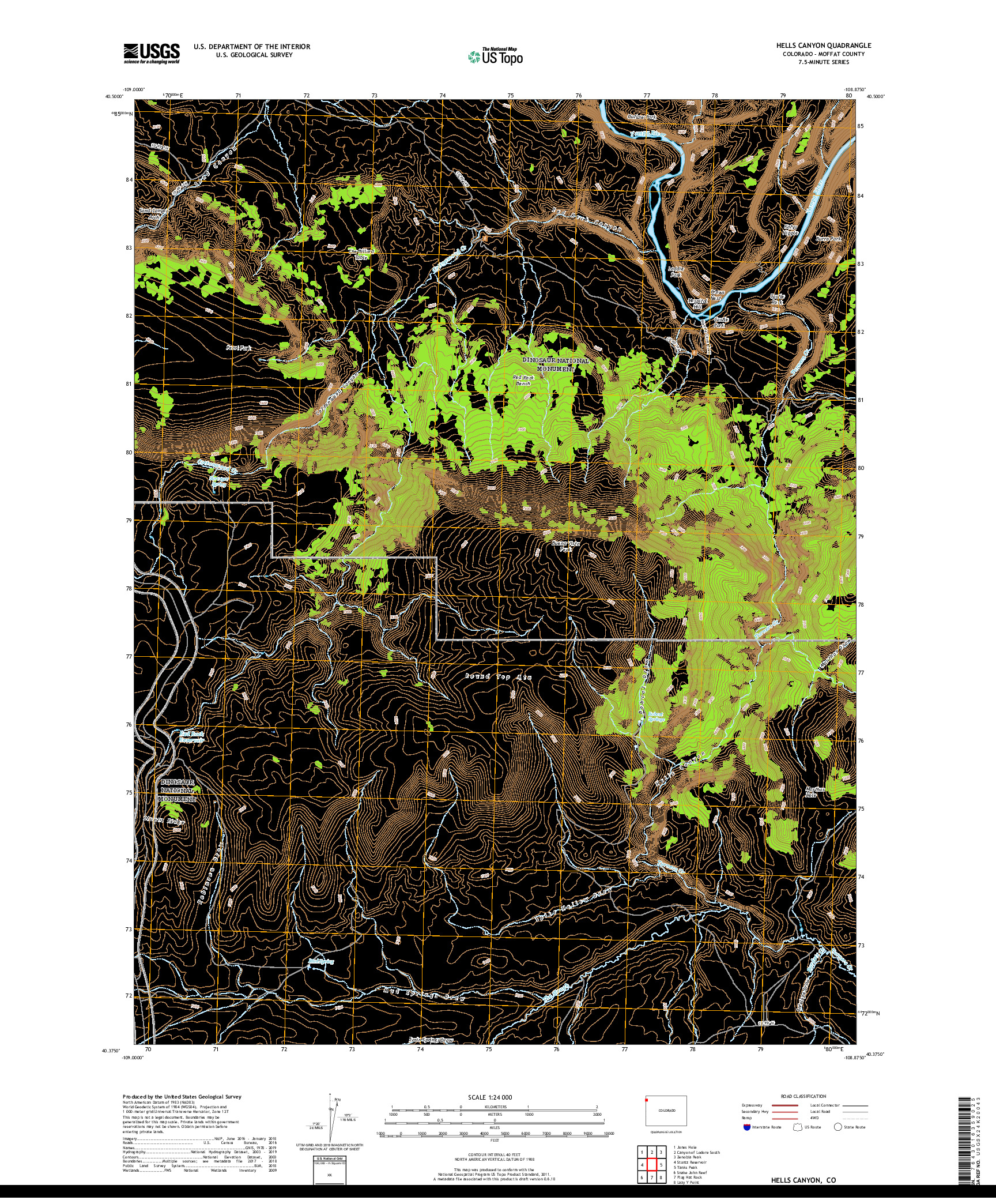 USGS US TOPO 7.5-MINUTE MAP FOR HELLS CANYON, CO 2019