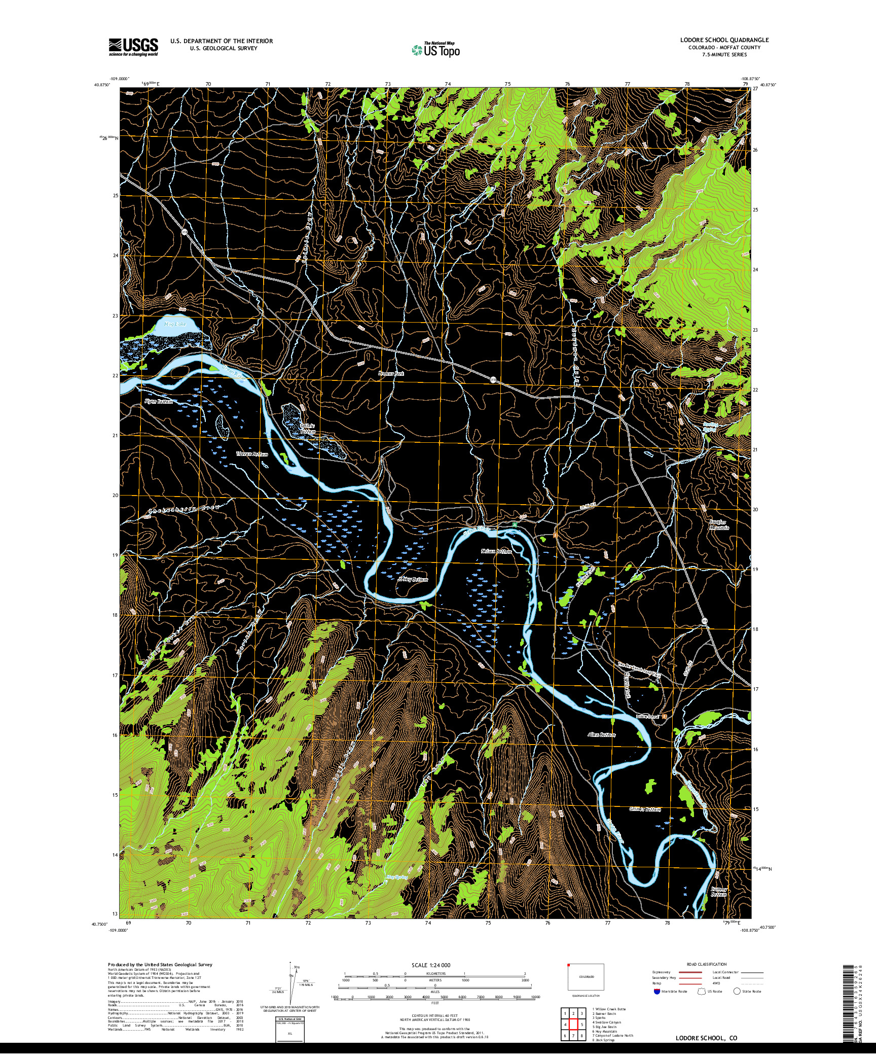 USGS US TOPO 7.5-MINUTE MAP FOR LODORE SCHOOL, CO 2019