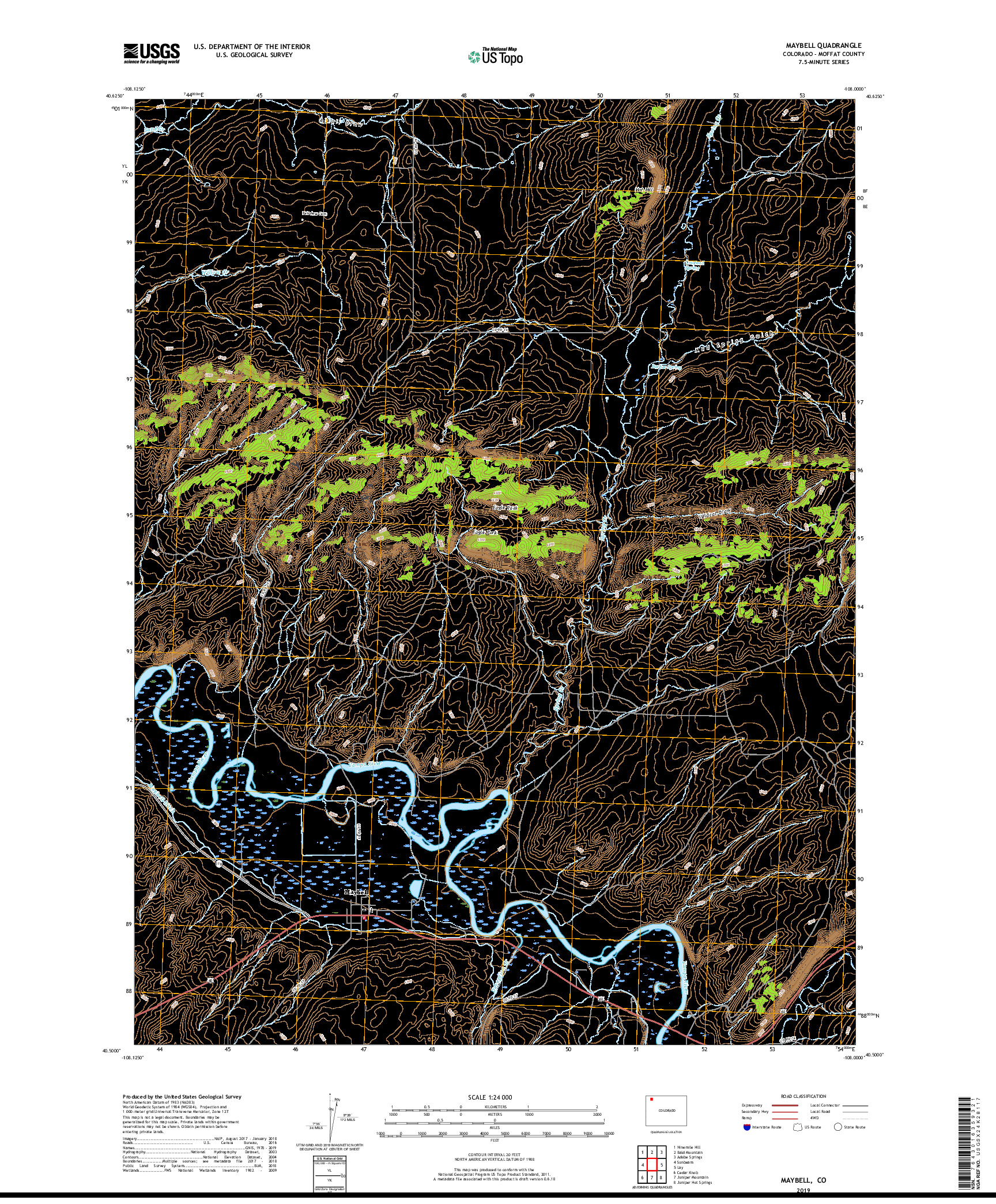 USGS US TOPO 7.5-MINUTE MAP FOR MAYBELL, CO 2019