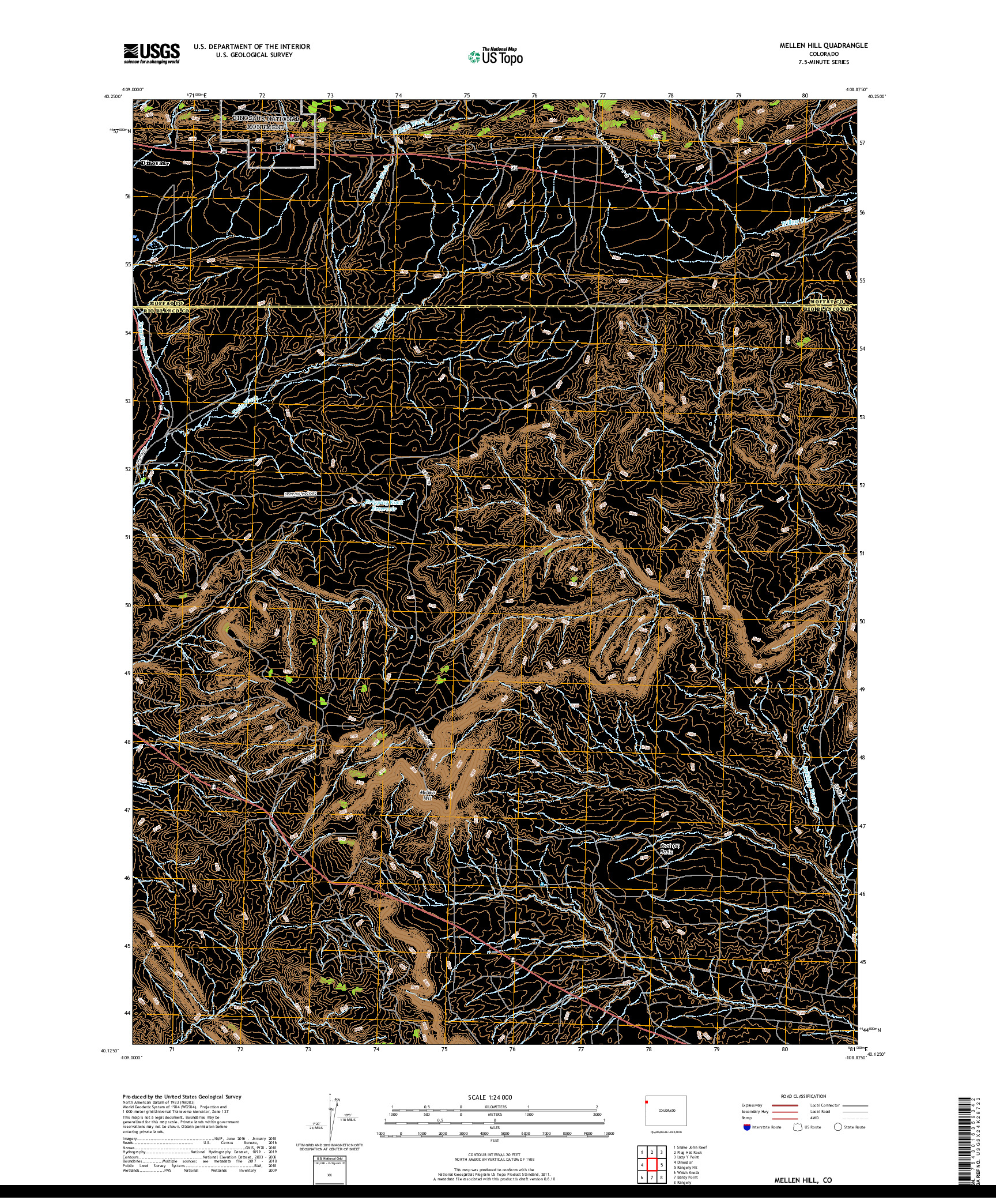 USGS US TOPO 7.5-MINUTE MAP FOR MELLEN HILL, CO 2019