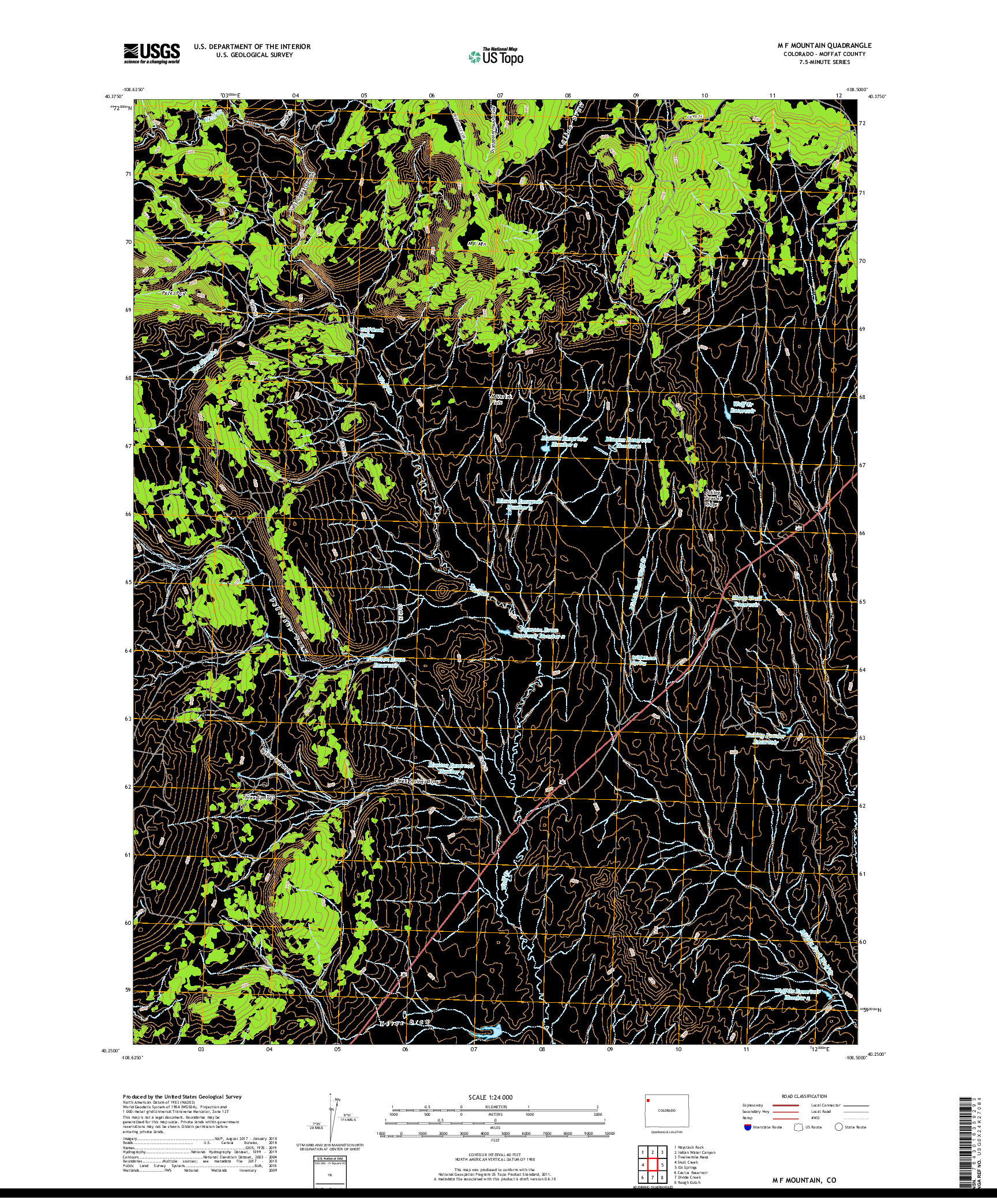 USGS US TOPO 7.5-MINUTE MAP FOR M F MOUNTAIN, CO 2019