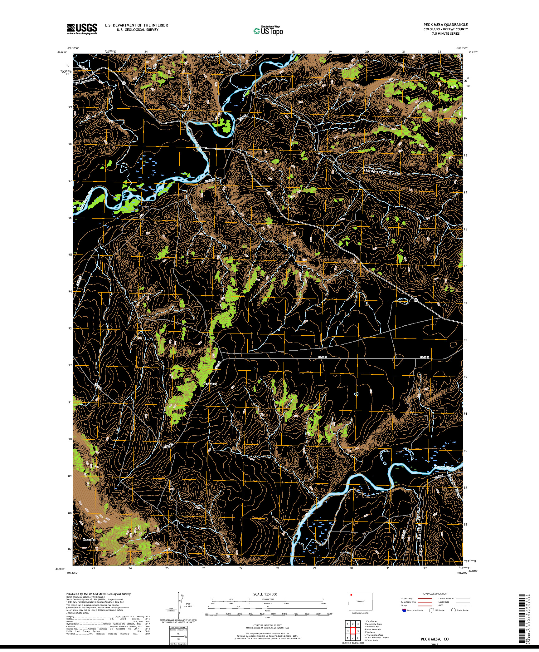 USGS US TOPO 7.5-MINUTE MAP FOR PECK MESA, CO 2019