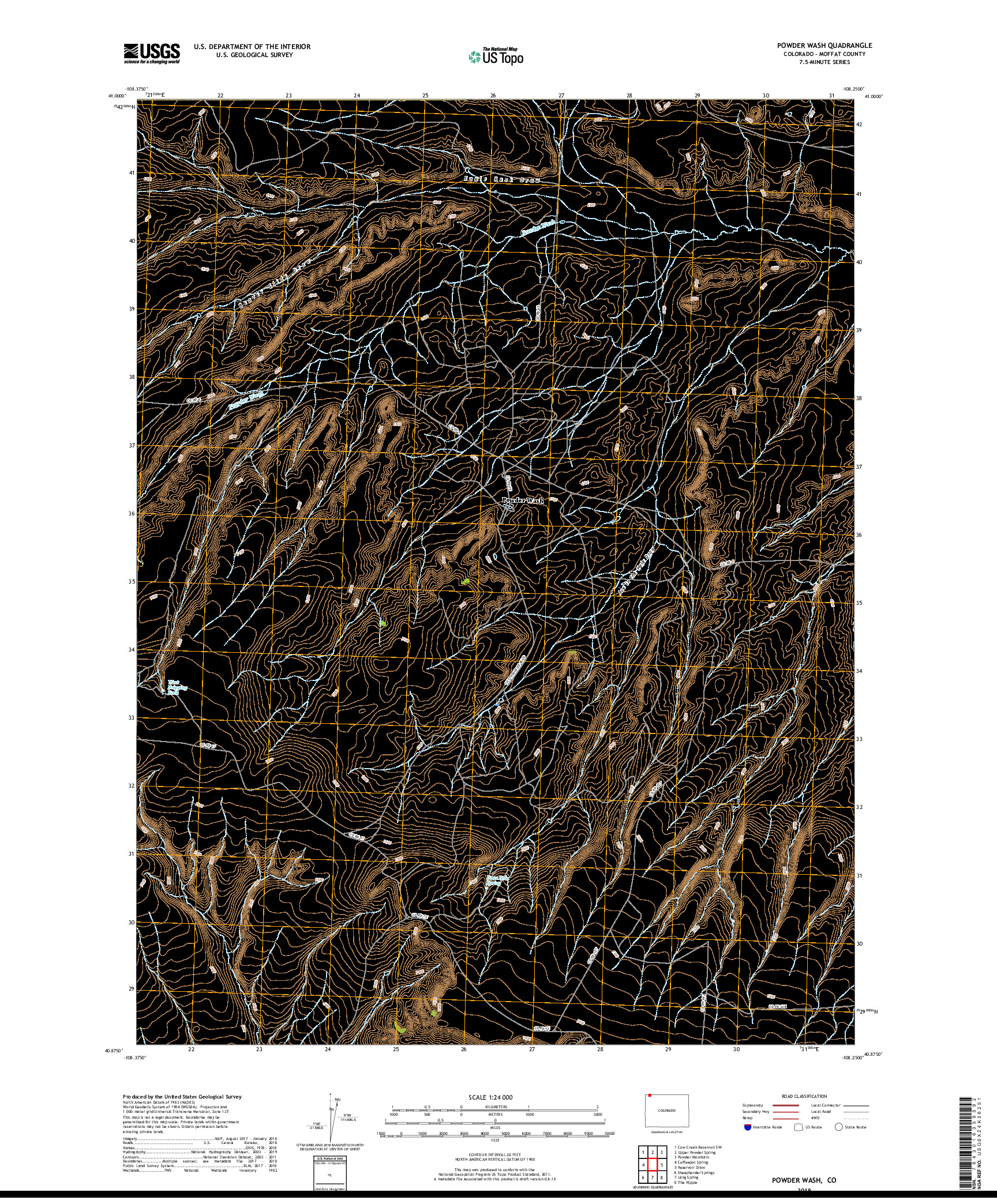 USGS US TOPO 7.5-MINUTE MAP FOR POWDER WASH, CO 2019