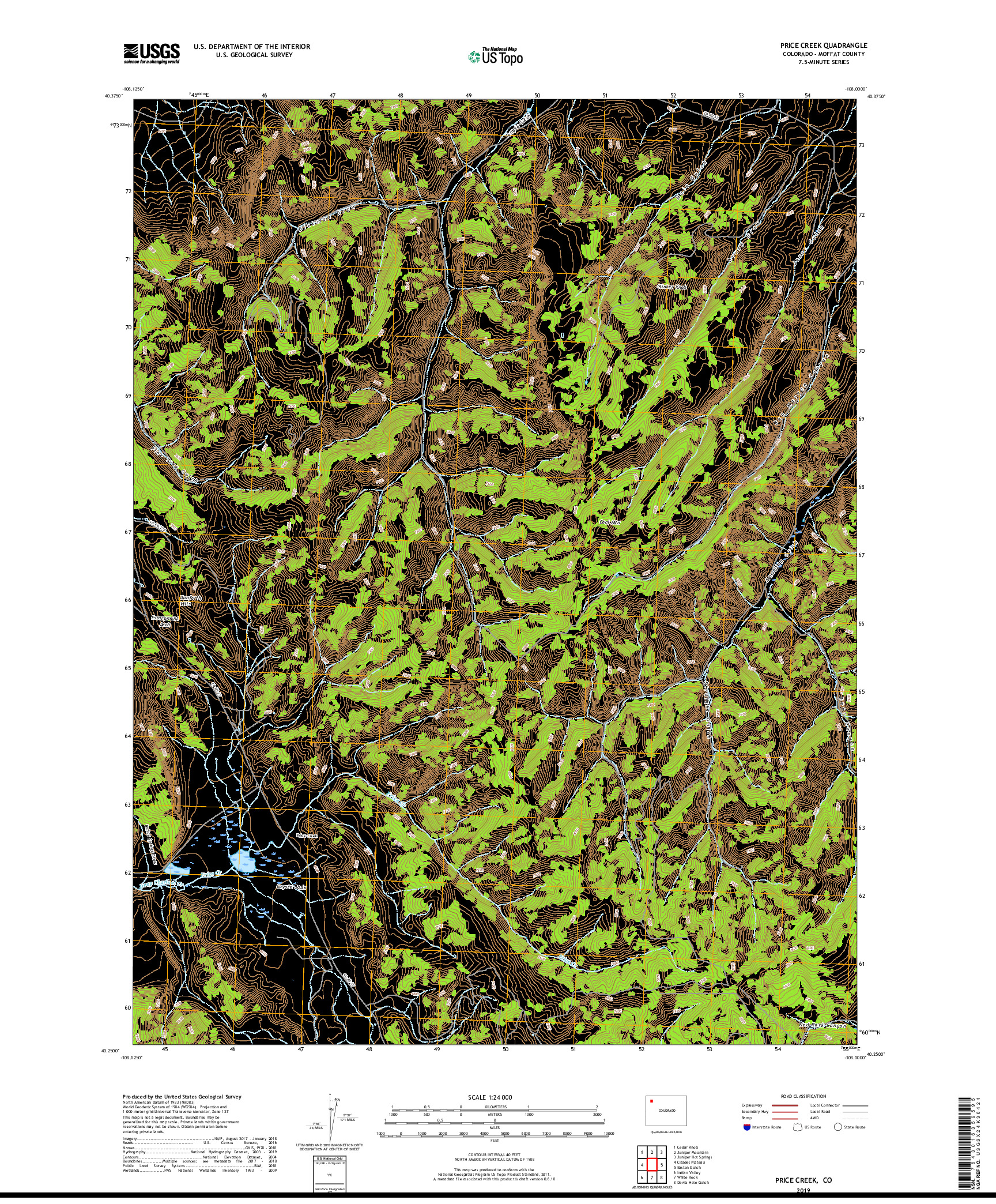 USGS US TOPO 7.5-MINUTE MAP FOR PRICE CREEK, CO 2019