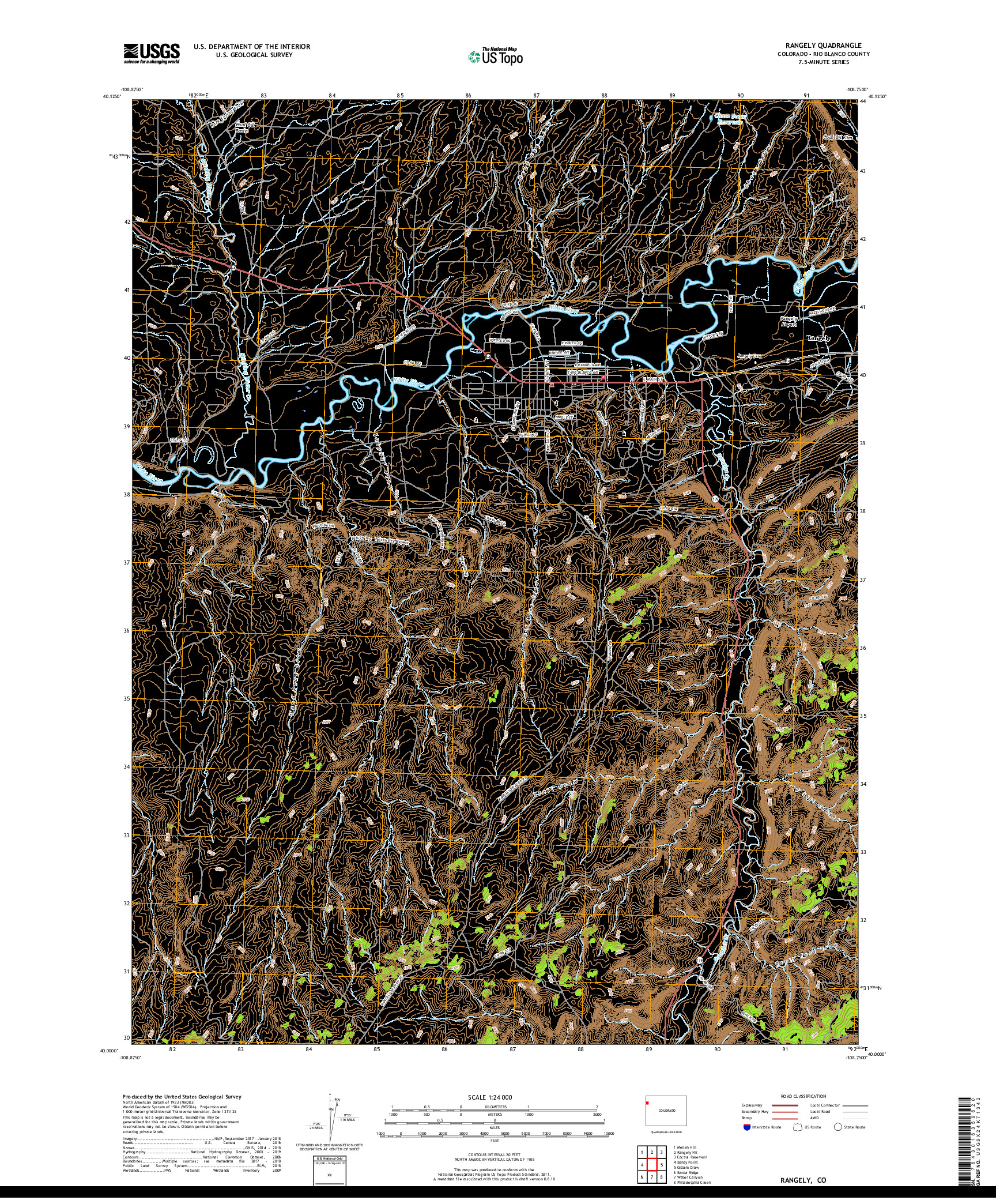 USGS US TOPO 7.5-MINUTE MAP FOR RANGELY, CO 2019