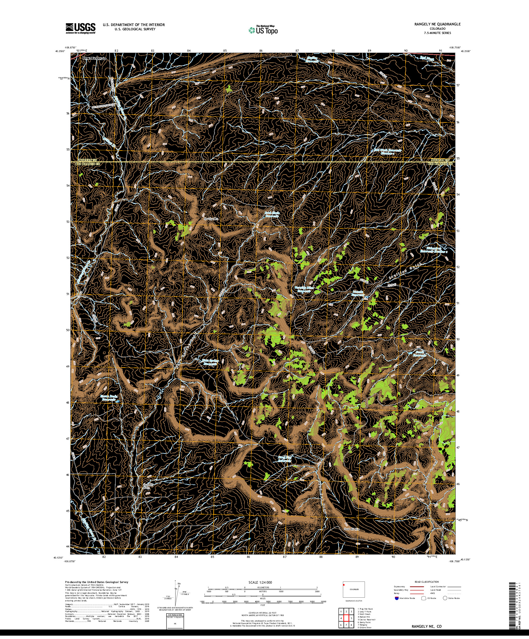 USGS US TOPO 7.5-MINUTE MAP FOR RANGELY NE, CO 2019