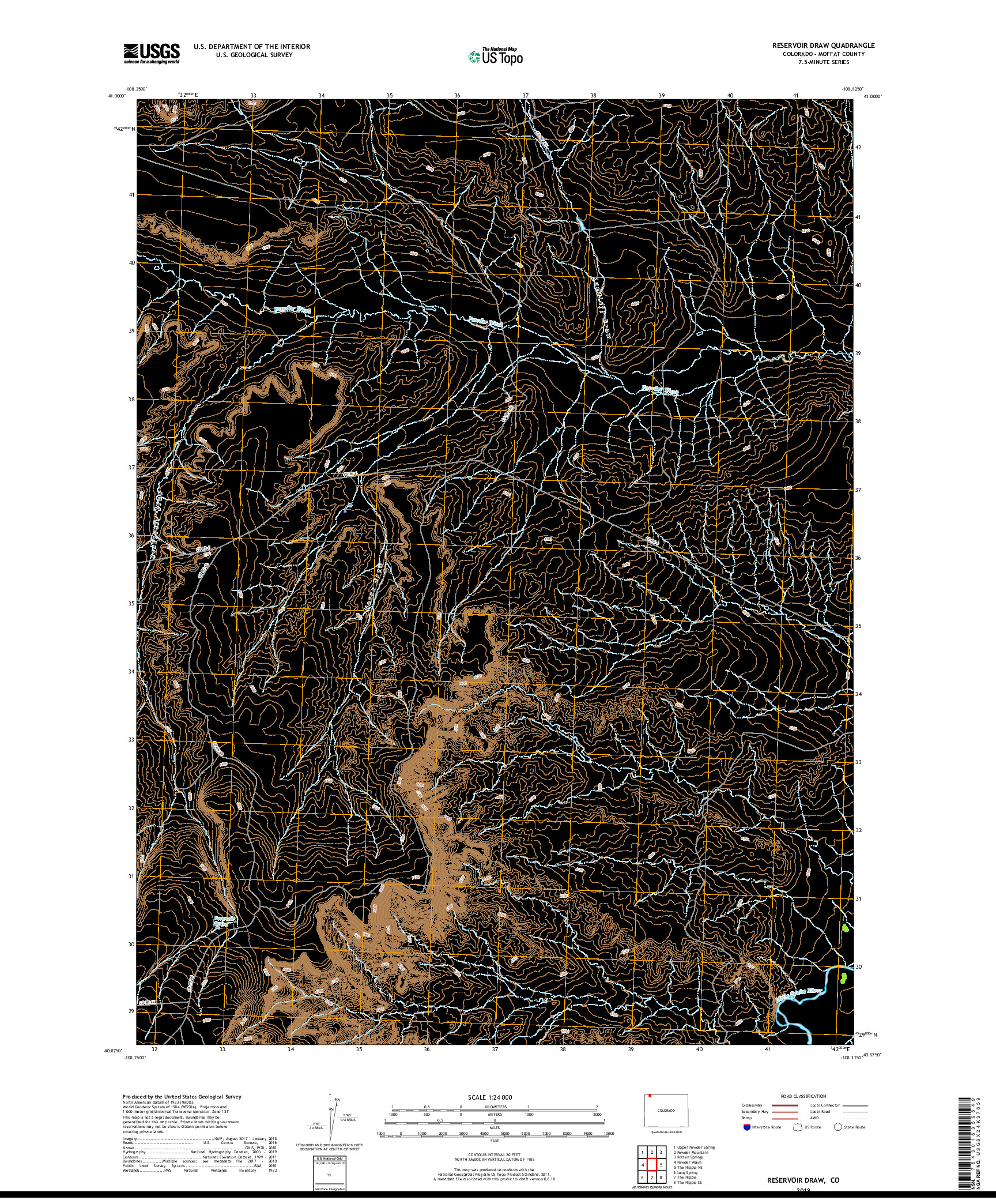 USGS US TOPO 7.5-MINUTE MAP FOR RESERVOIR DRAW, CO 2019