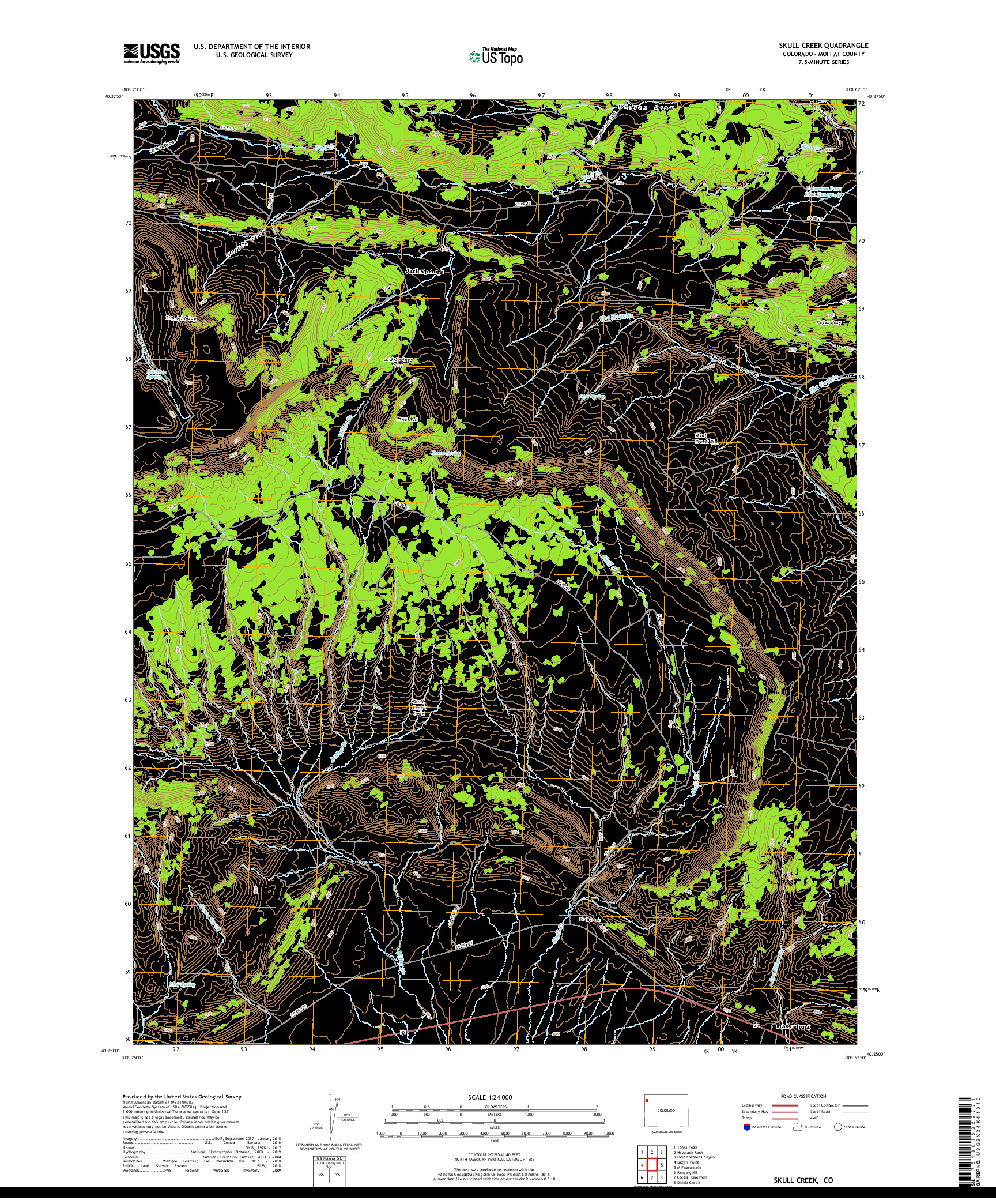 USGS US TOPO 7.5-MINUTE MAP FOR SKULL CREEK, CO 2019