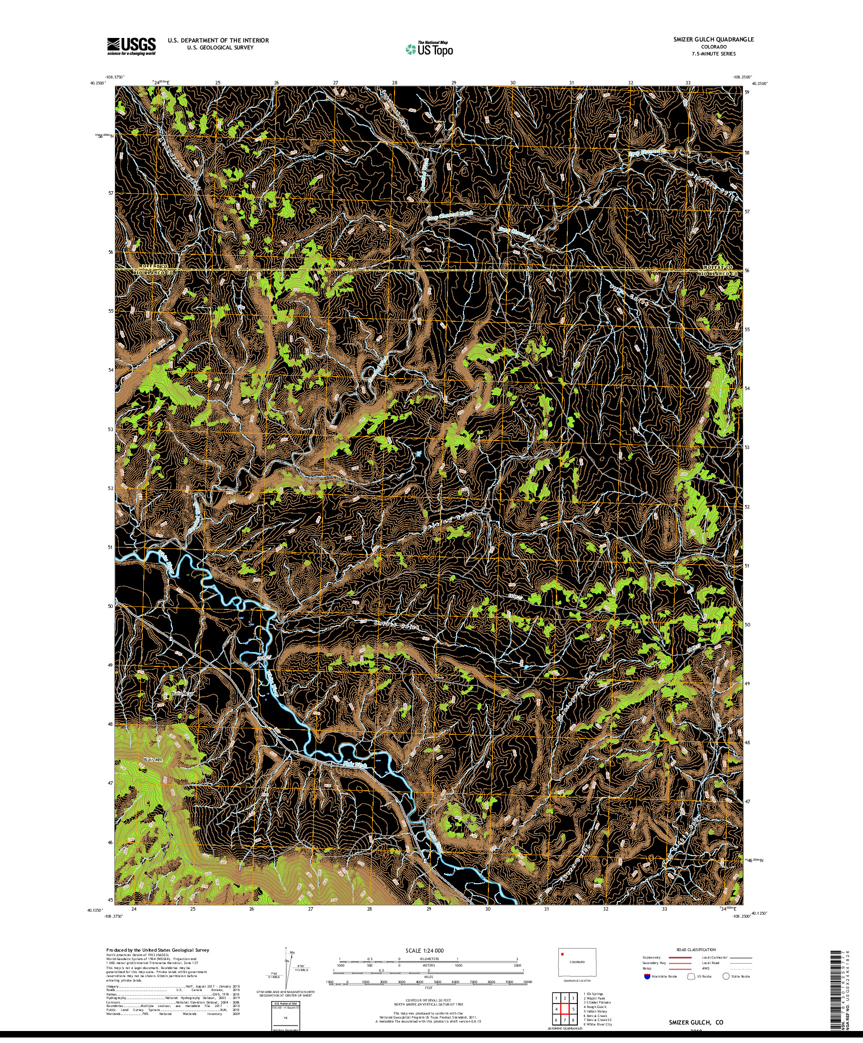 USGS US TOPO 7.5-MINUTE MAP FOR SMIZER GULCH, CO 2019