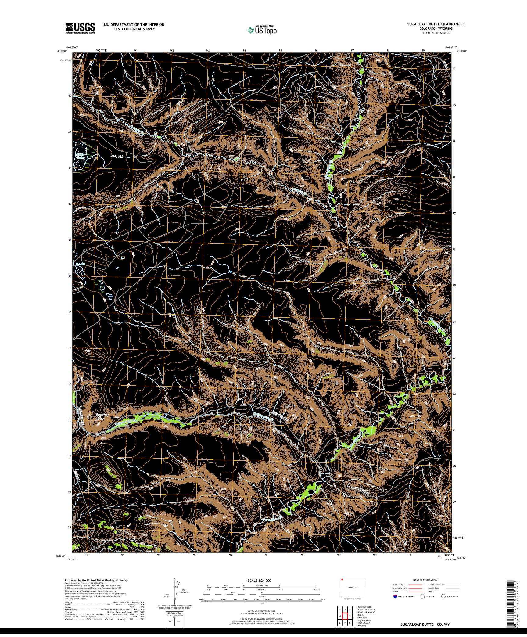USGS US TOPO 7.5-MINUTE MAP FOR SUGARLOAF BUTTE, CO,WY 2019