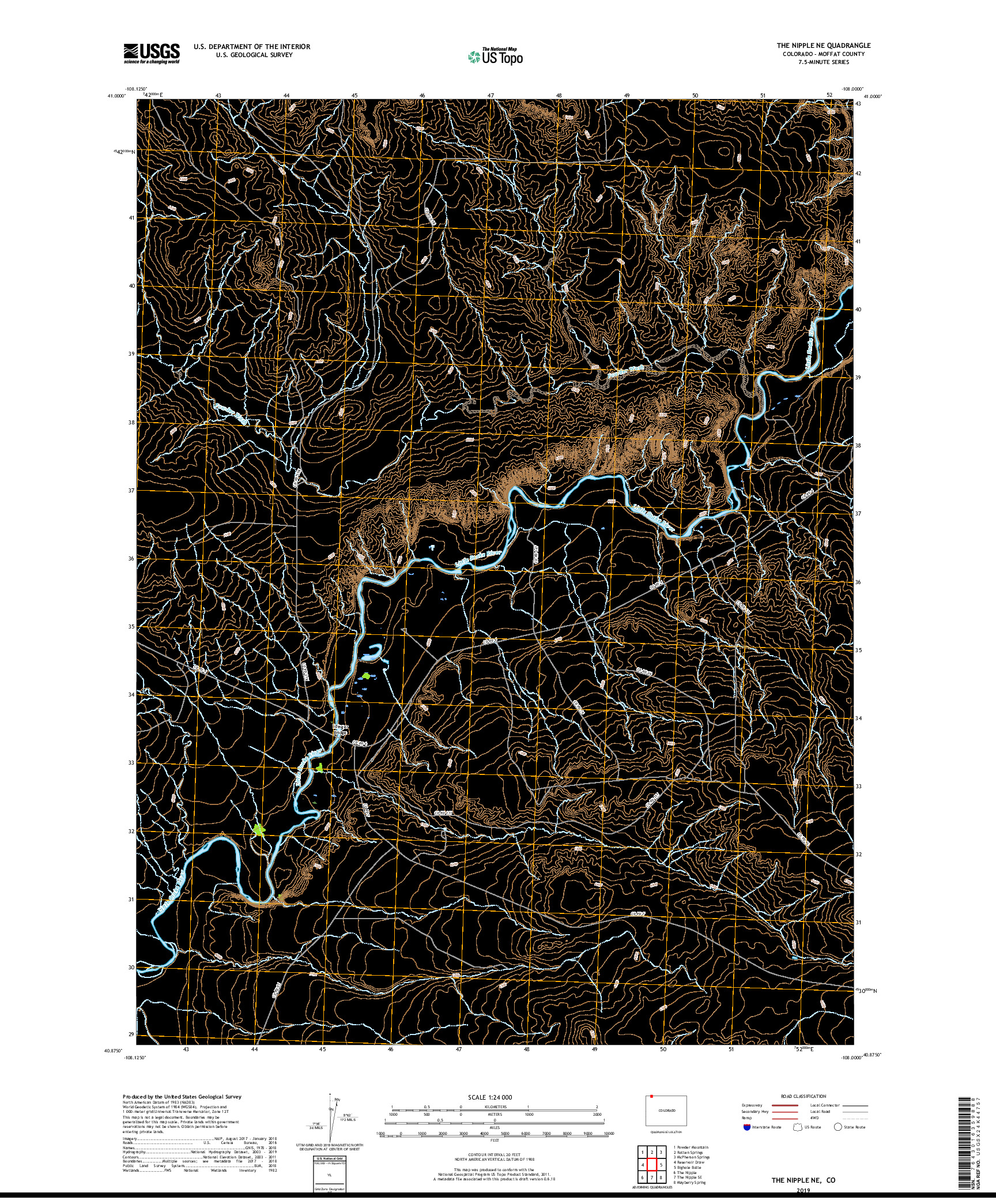USGS US TOPO 7.5-MINUTE MAP FOR THE NIPPLE NE, CO 2019