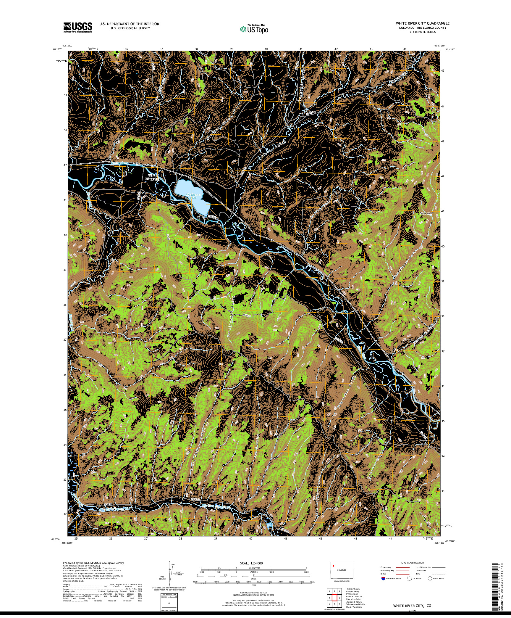 USGS US TOPO 7.5-MINUTE MAP FOR WHITE RIVER CITY, CO 2019