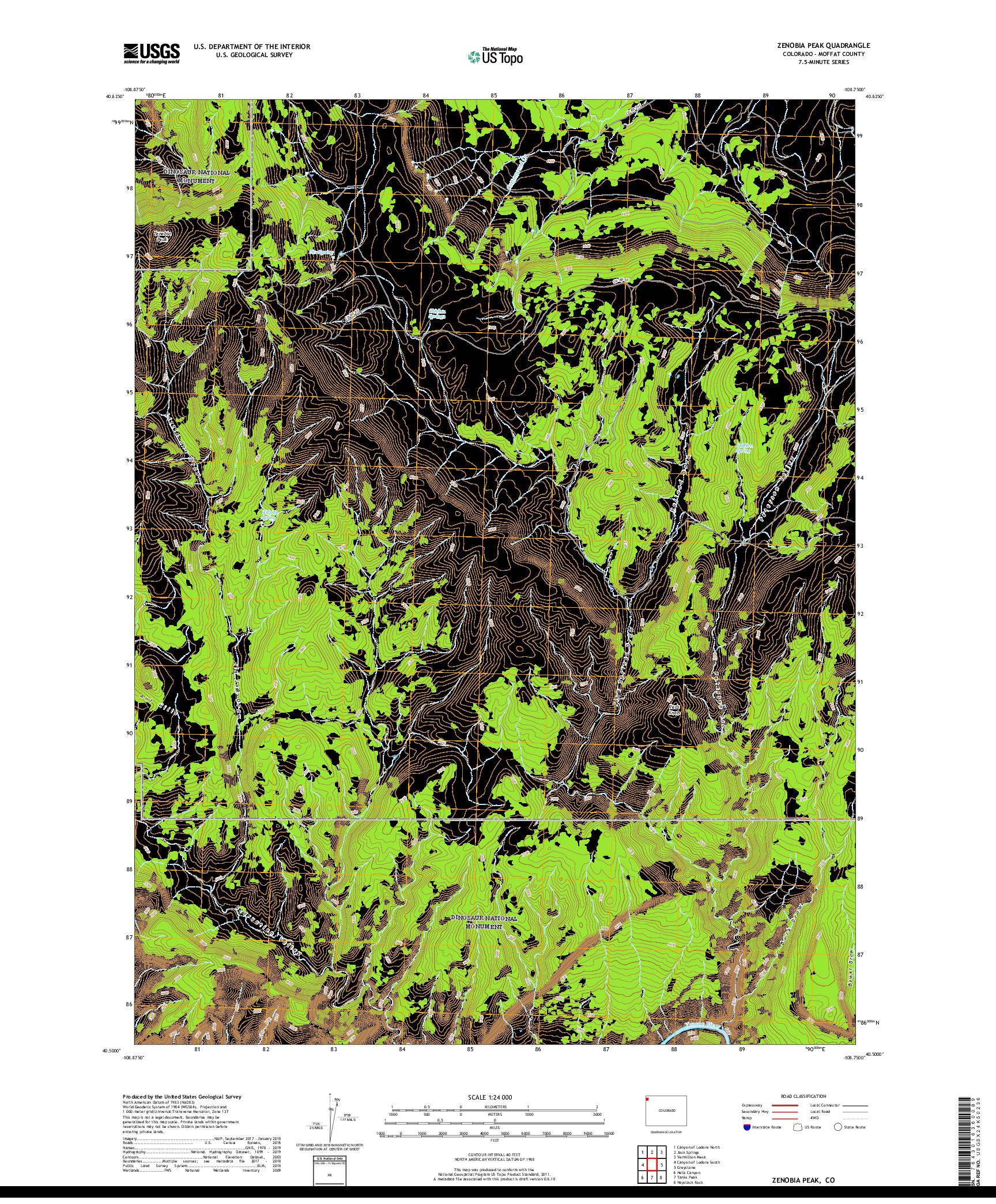 USGS US TOPO 7.5-MINUTE MAP FOR ZENOBIA PEAK, CO 2019