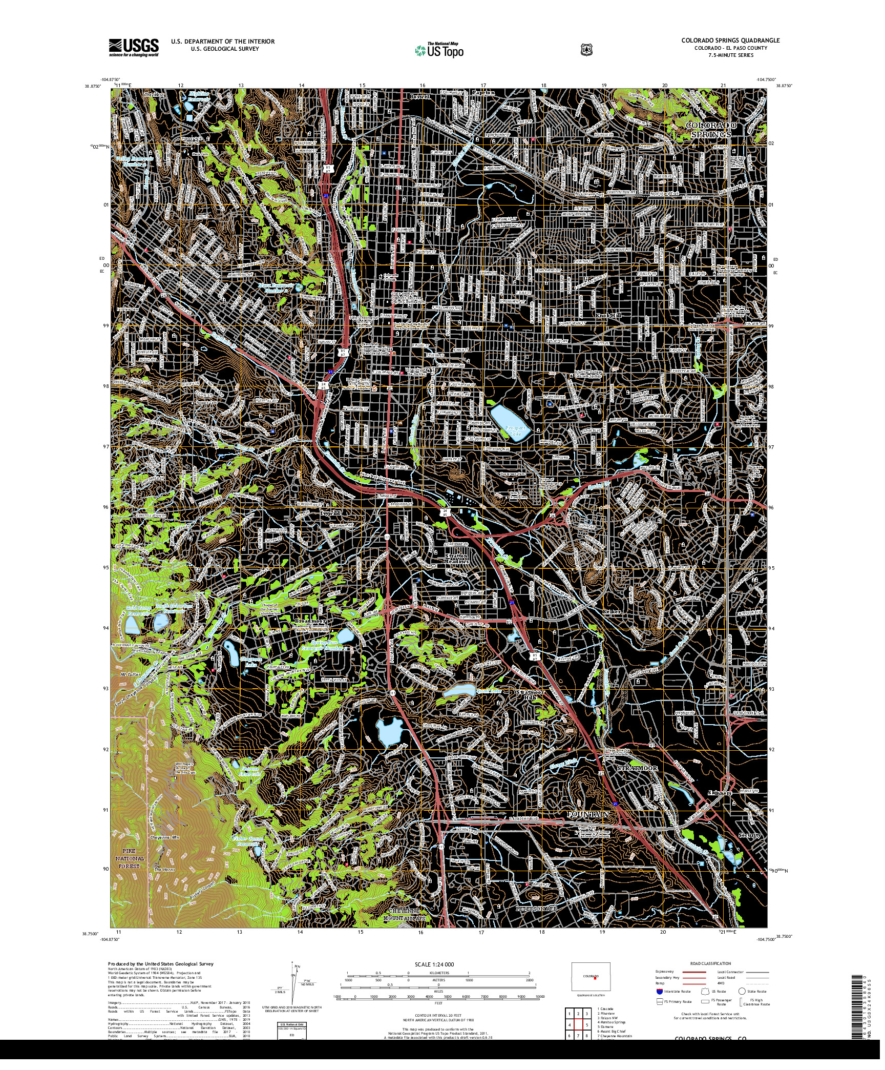 USGS US TOPO 7.5-MINUTE MAP FOR COLORADO SPRINGS, CO 2019