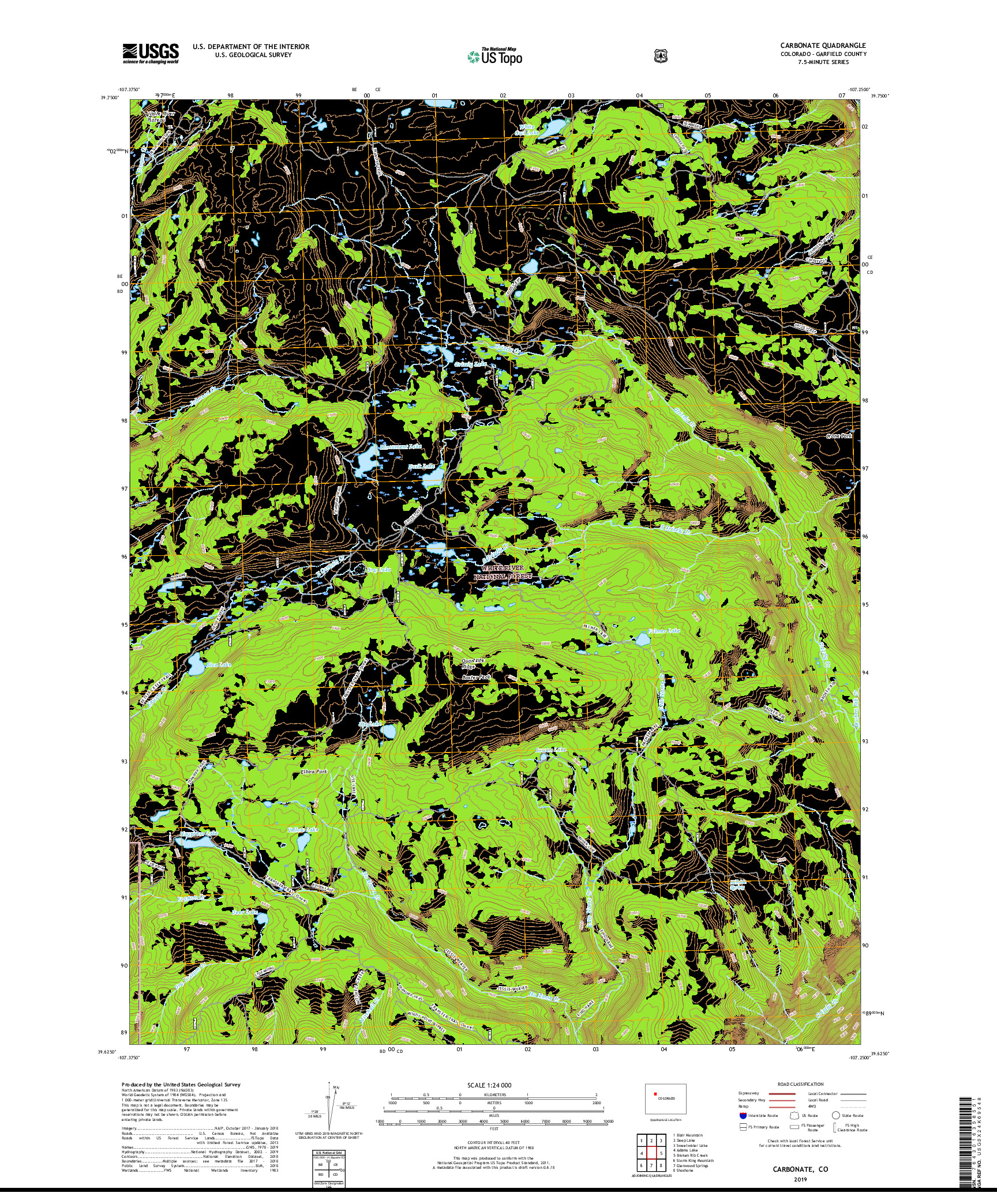 USGS US TOPO 7.5-MINUTE MAP FOR CARBONATE, CO 2019