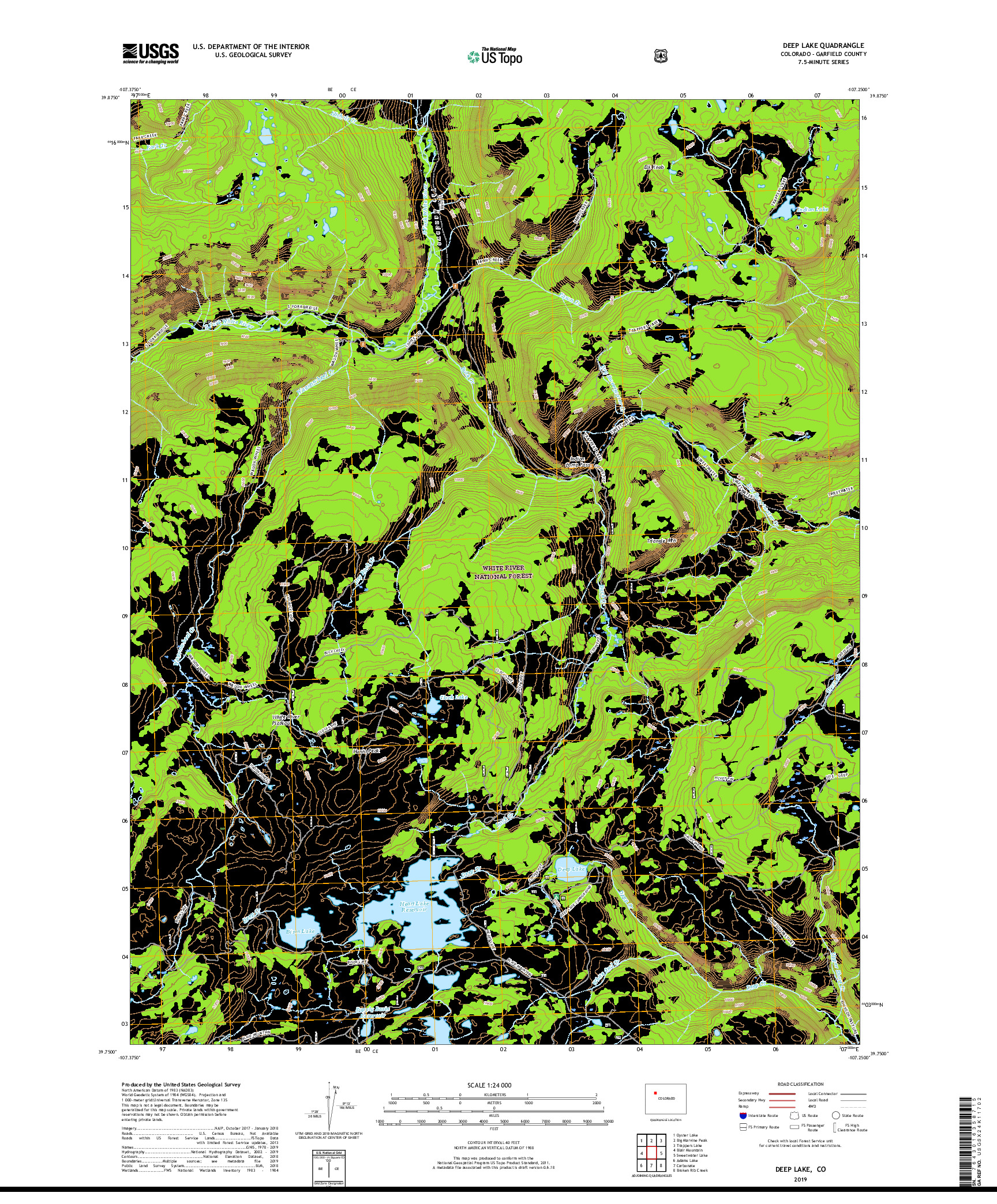 USGS US TOPO 7.5-MINUTE MAP FOR DEEP LAKE, CO 2019