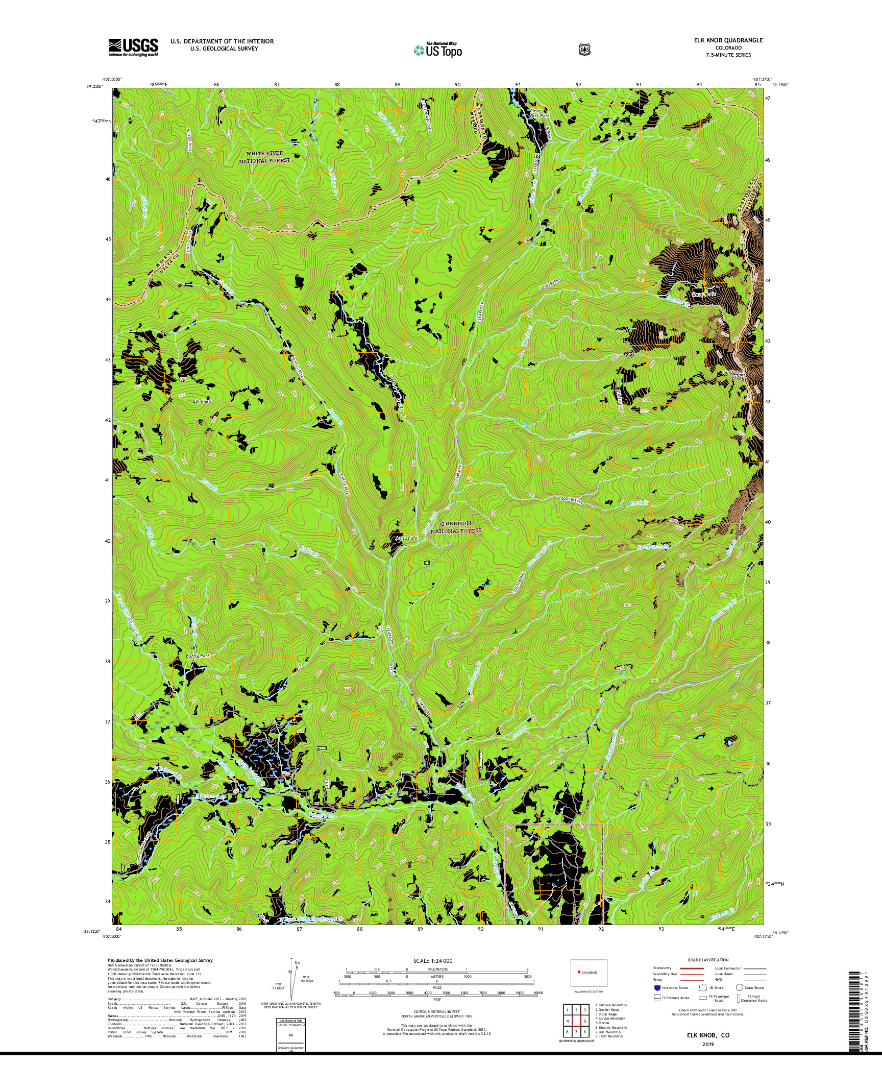 USGS US TOPO 7.5-MINUTE MAP FOR ELK KNOB, CO 2019