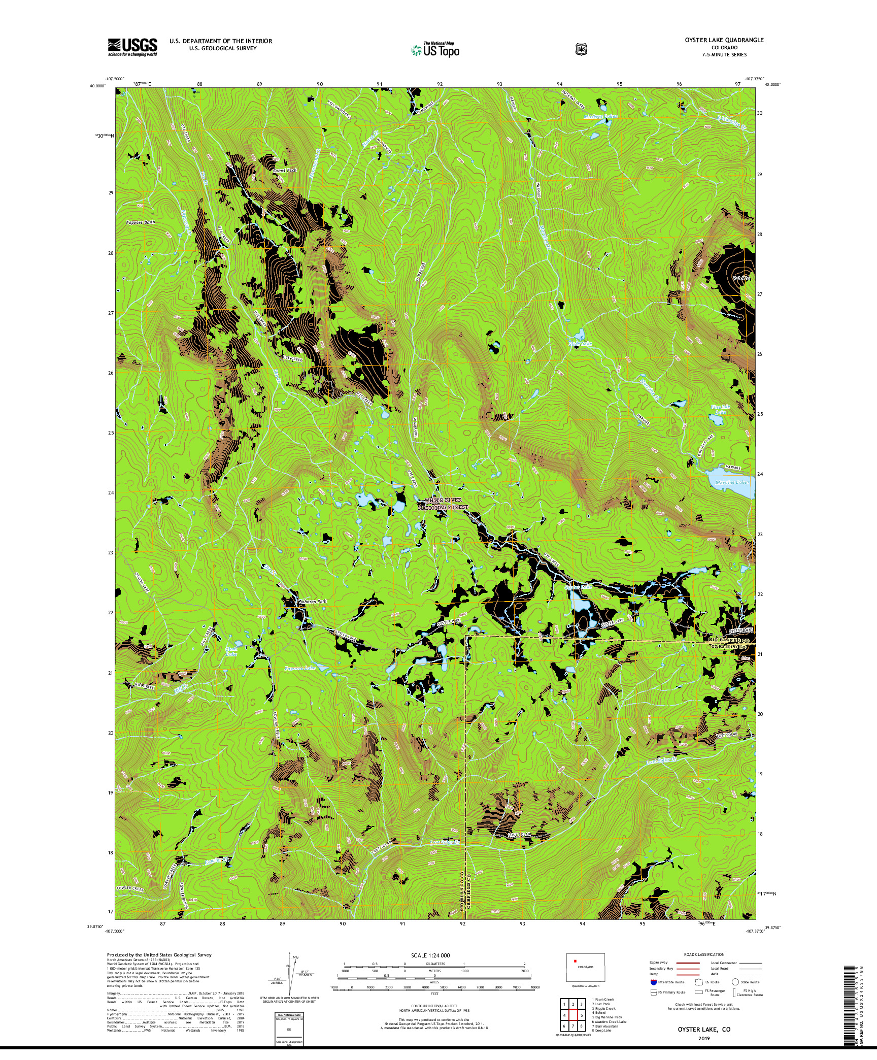 USGS US TOPO 7.5-MINUTE MAP FOR OYSTER LAKE, CO 2019