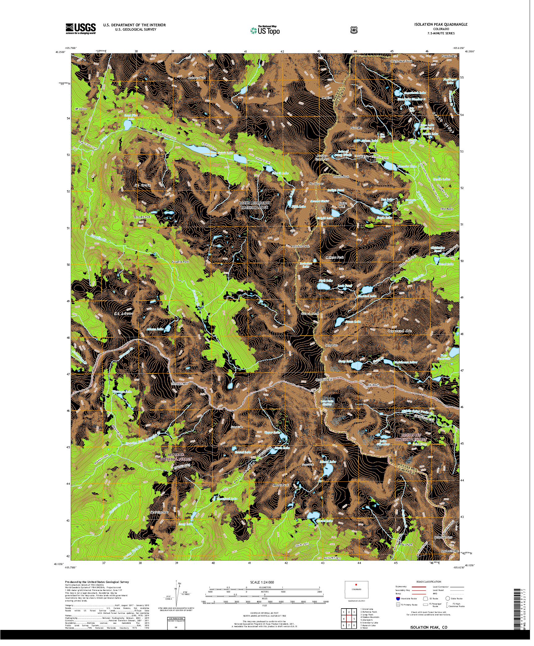 USGS US TOPO 7.5-MINUTE MAP FOR ISOLATION PEAK, CO 2019