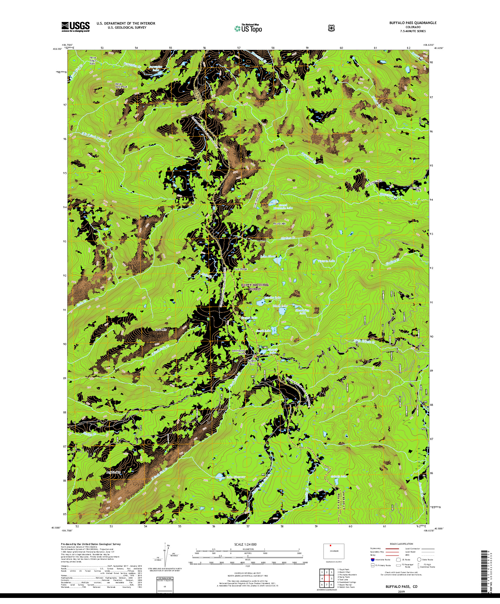 USGS US TOPO 7.5-MINUTE MAP FOR BUFFALO PASS, CO 2019