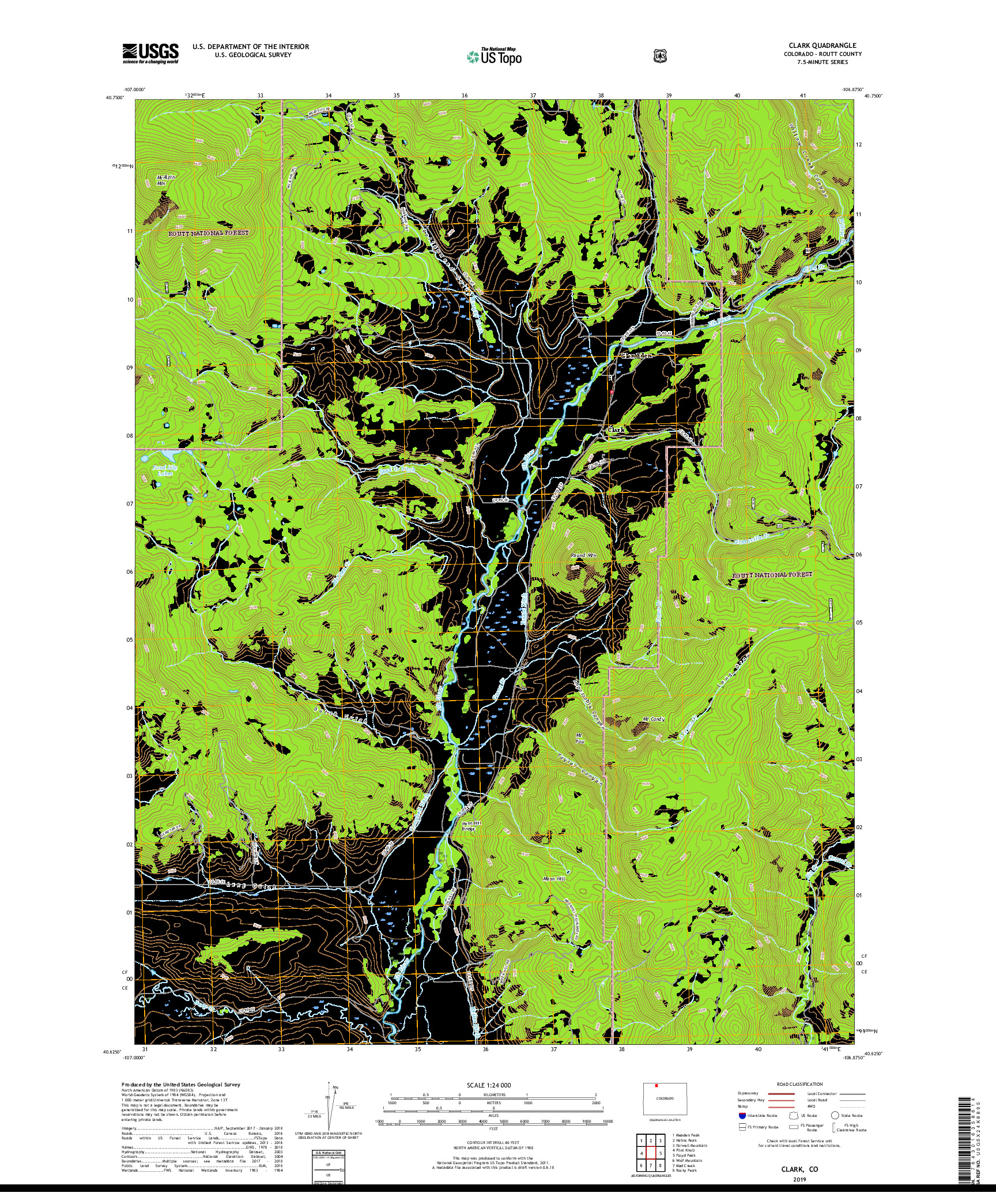 USGS US TOPO 7.5-MINUTE MAP FOR CLARK, CO 2019