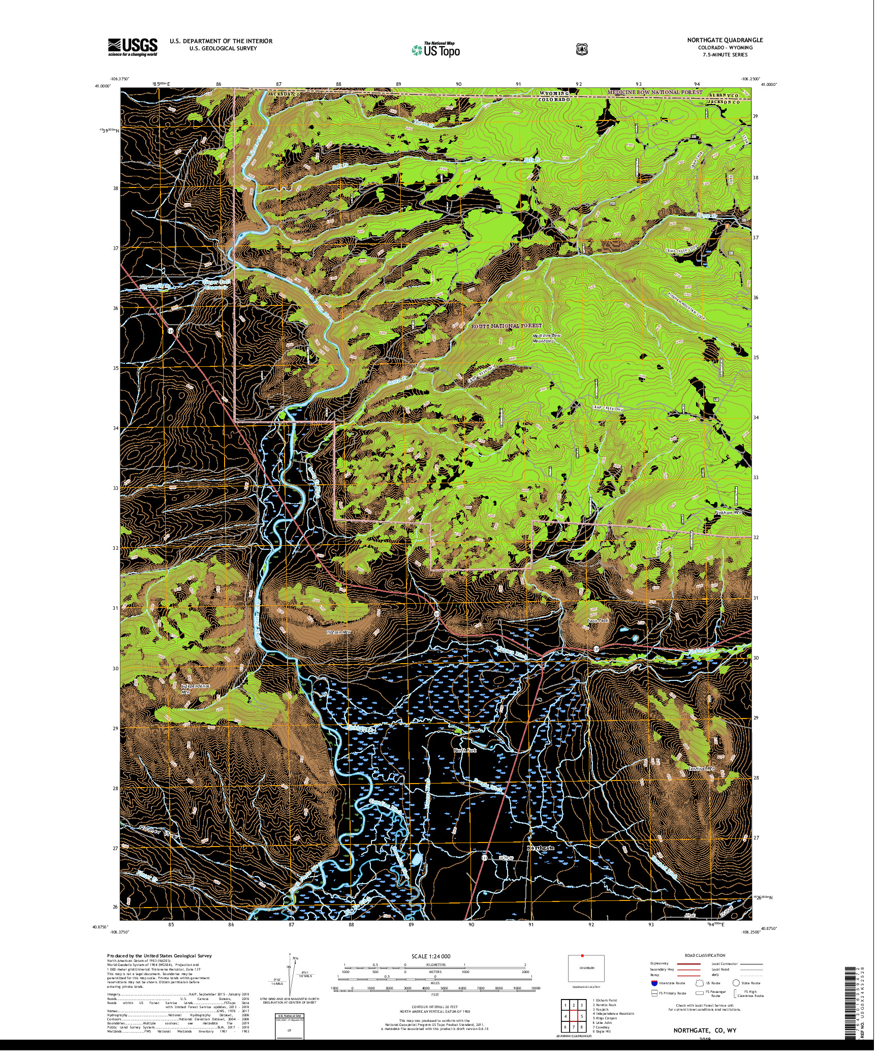 USGS US TOPO 7.5-MINUTE MAP FOR NORTHGATE, CO,WY 2019