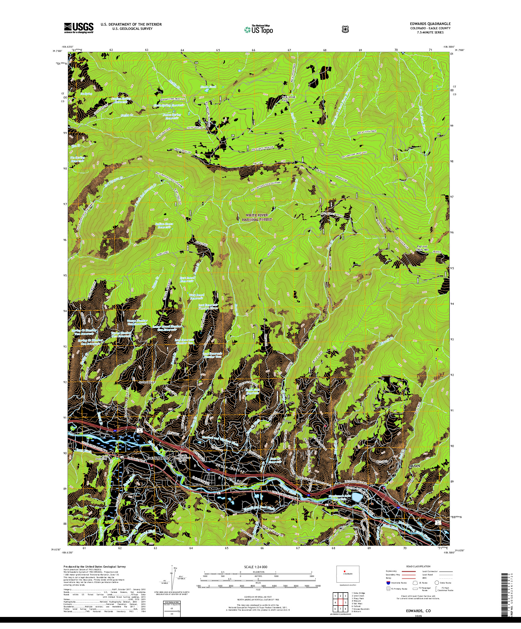 USGS US TOPO 7.5-MINUTE MAP FOR EDWARDS, CO 2019
