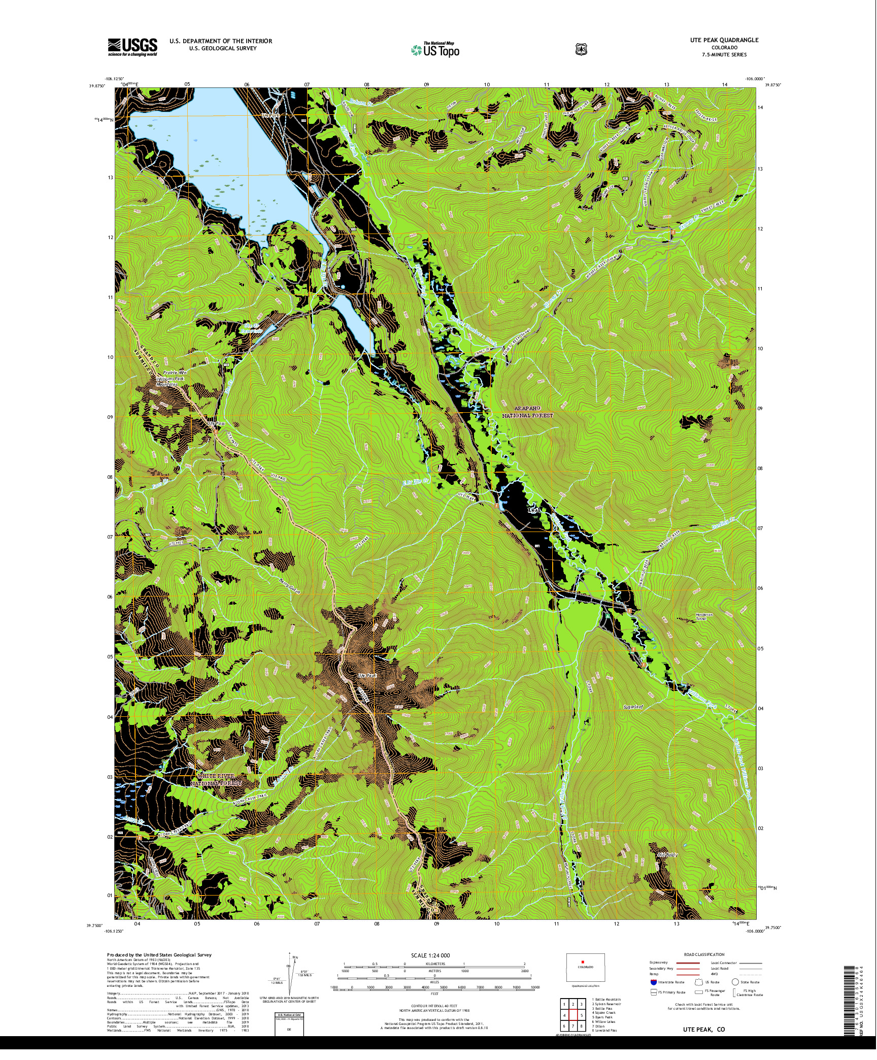 USGS US TOPO 7.5-MINUTE MAP FOR UTE PEAK, CO 2019