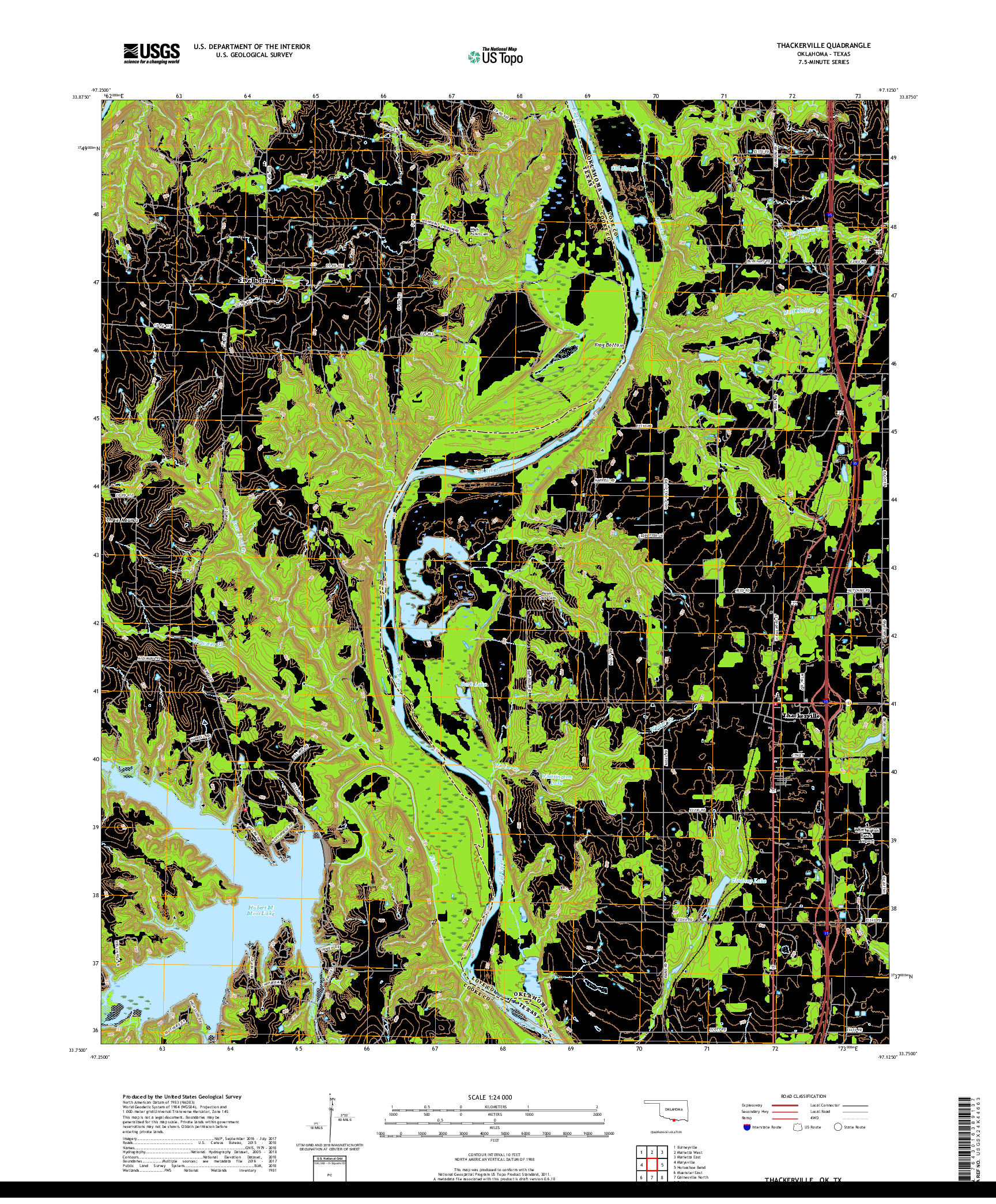 USGS US TOPO 7.5-MINUTE MAP FOR THACKERVILLE, OK,TX 2019