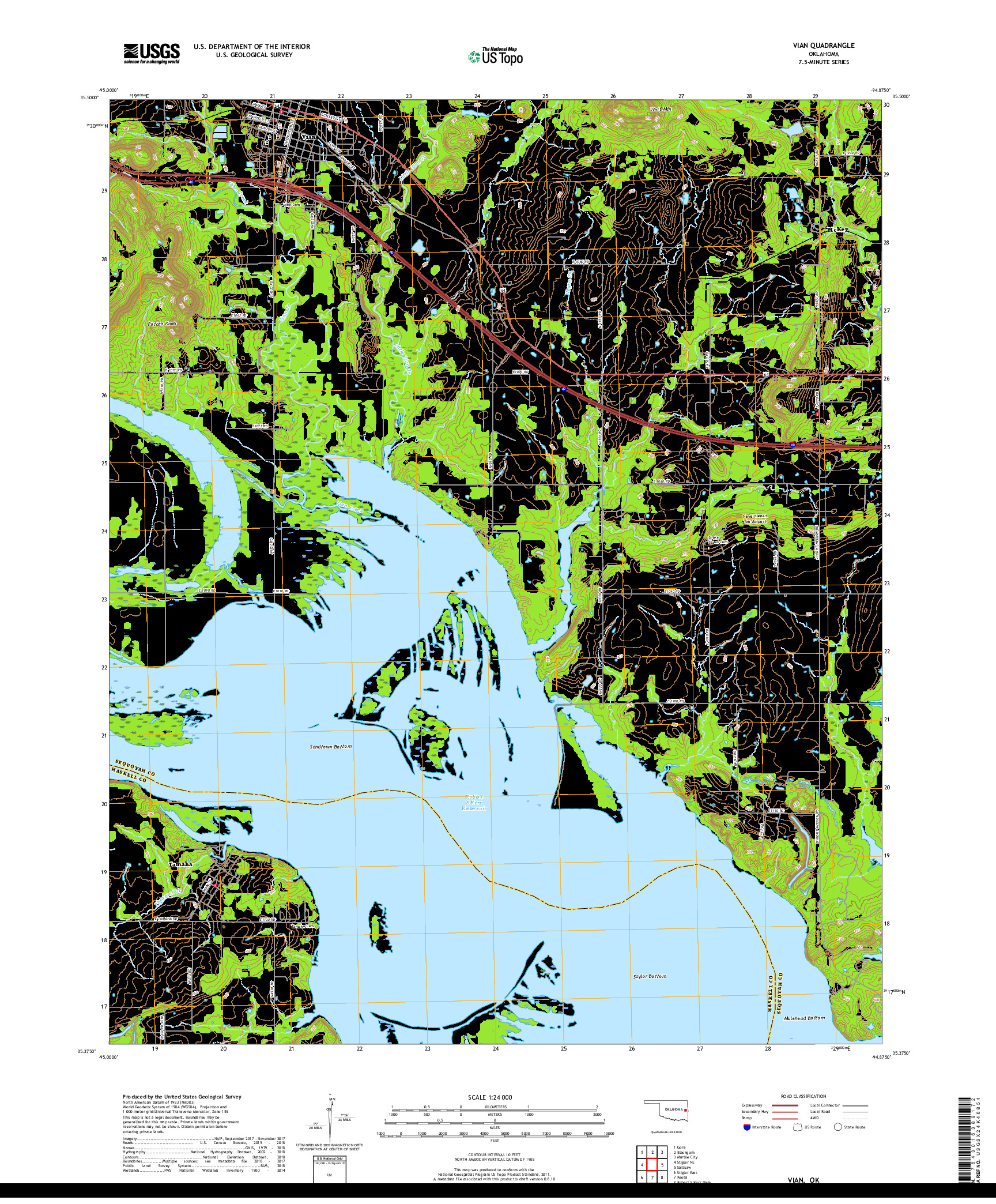 USGS US TOPO 7.5-MINUTE MAP FOR VIAN, OK 2019