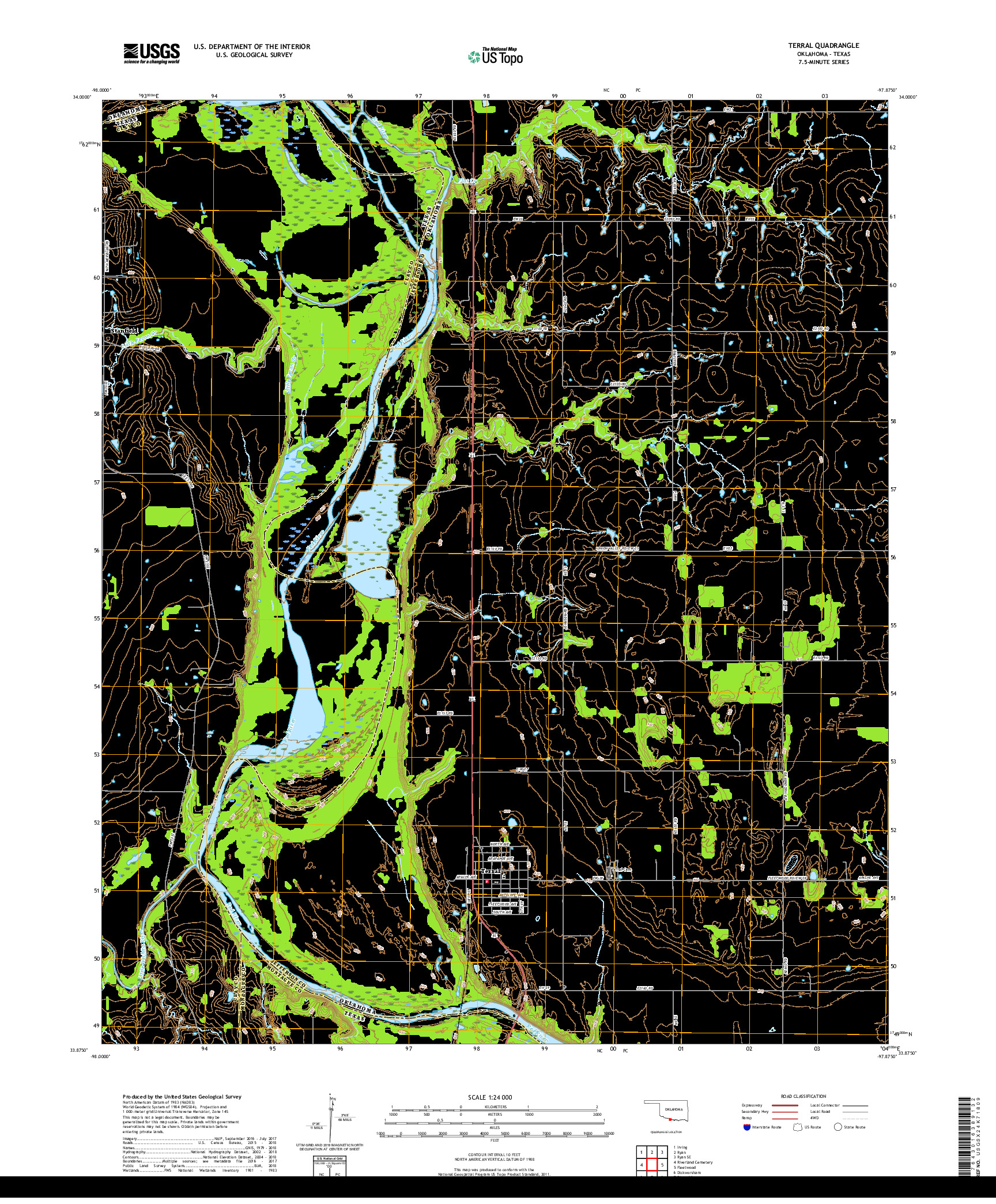 USGS US TOPO 7.5-MINUTE MAP FOR TERRAL, OK,TX 2019