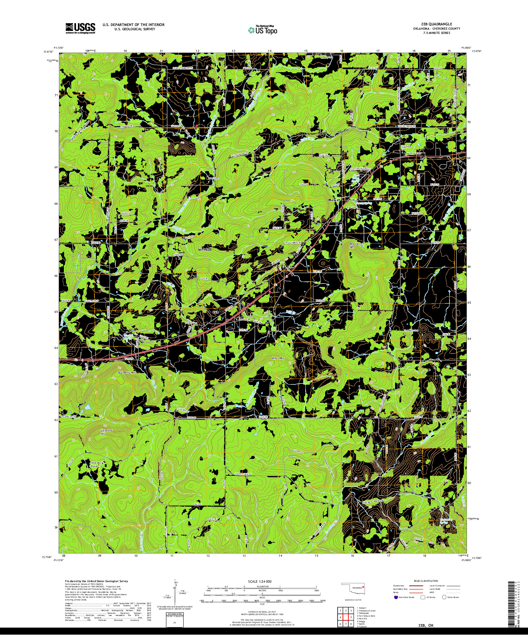 USGS US TOPO 7.5-MINUTE MAP FOR ZEB, OK 2019