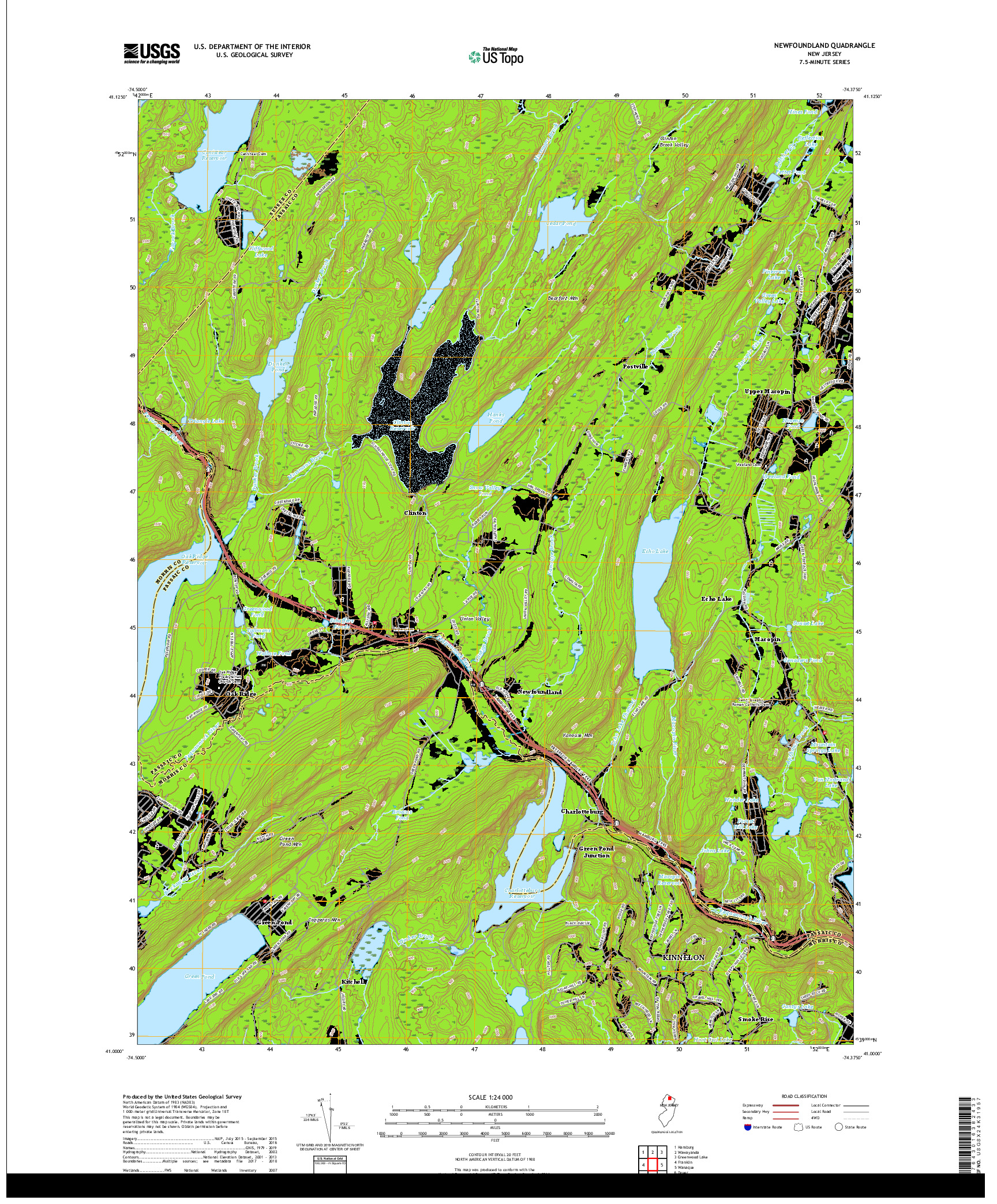 USGS US TOPO 7.5-MINUTE MAP FOR NEWFOUNDLAND, NJ 2019