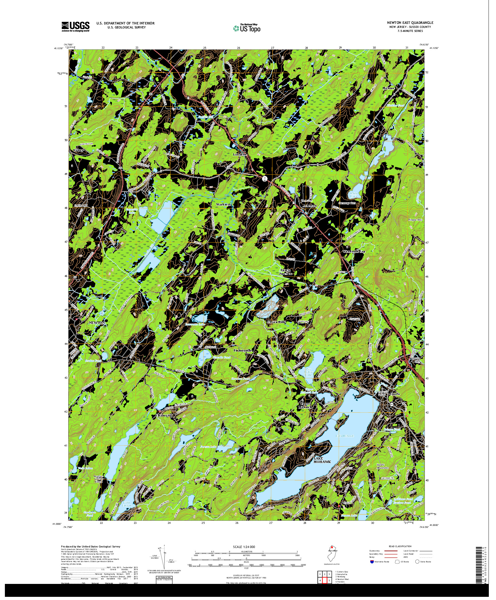 USGS US TOPO 7.5-MINUTE MAP FOR NEWTON EAST, NJ 2019