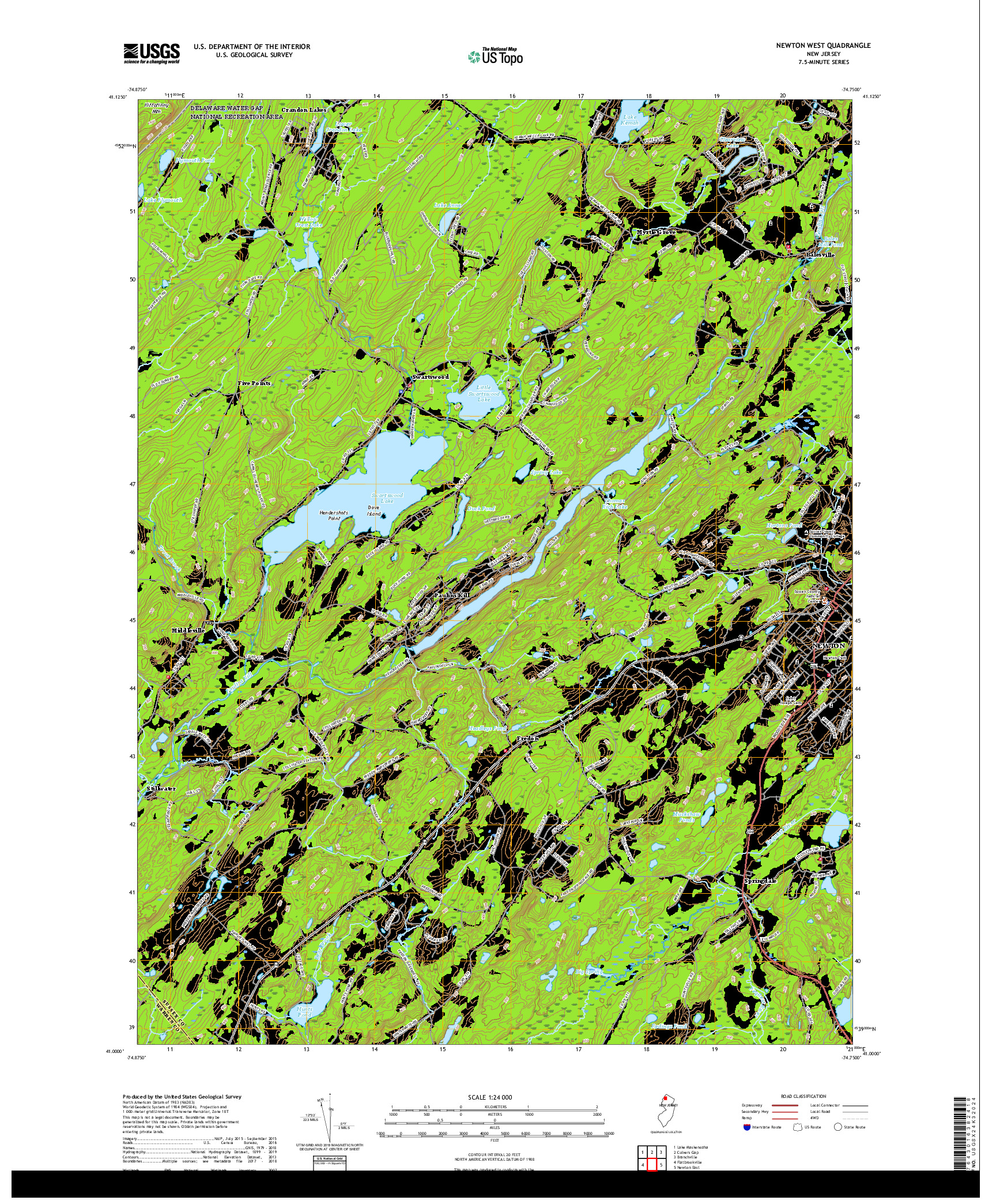 USGS US TOPO 7.5-MINUTE MAP FOR NEWTON WEST, NJ 2019