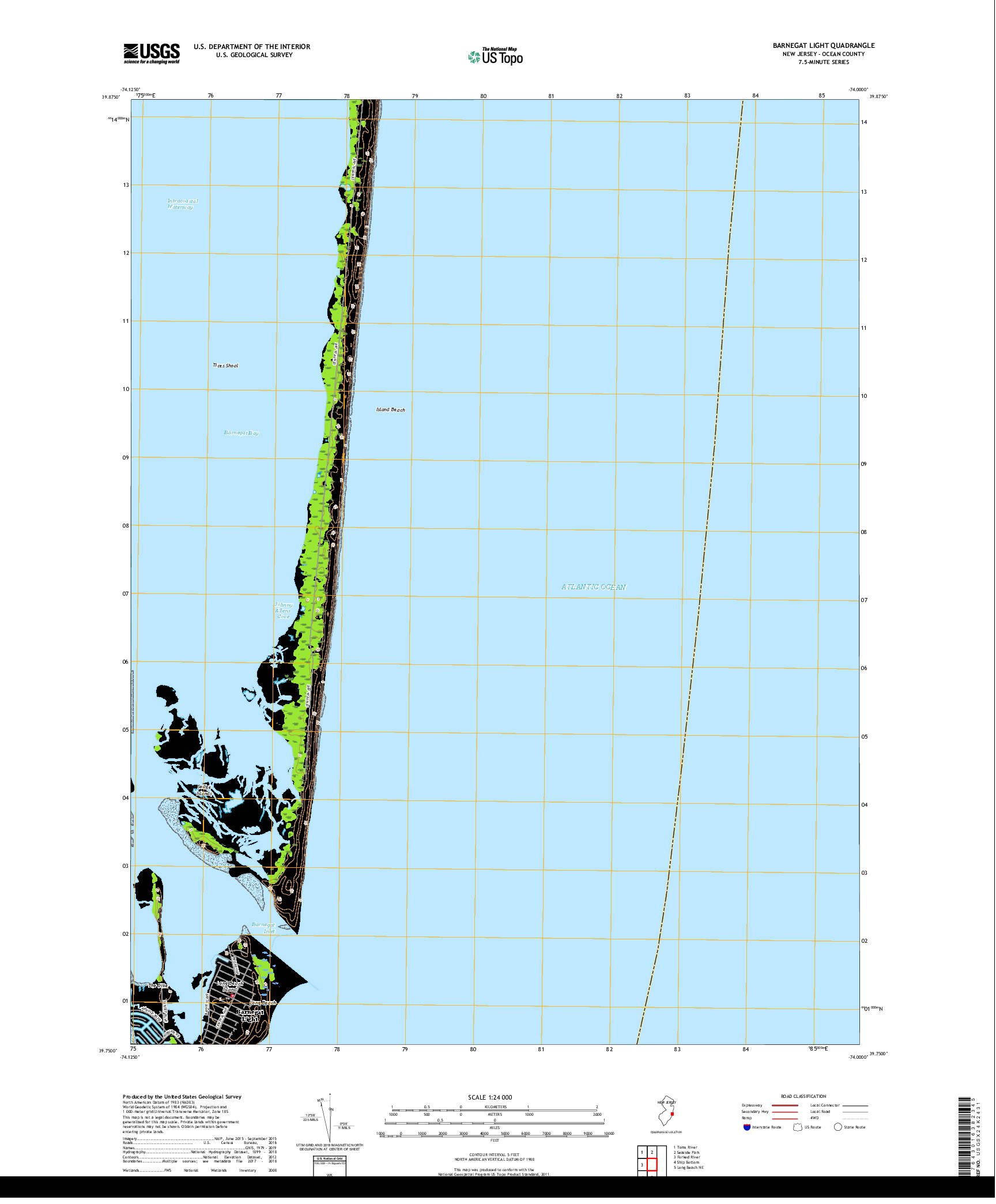 USGS US TOPO 7.5-MINUTE MAP FOR BARNEGAT LIGHT, NJ 2019