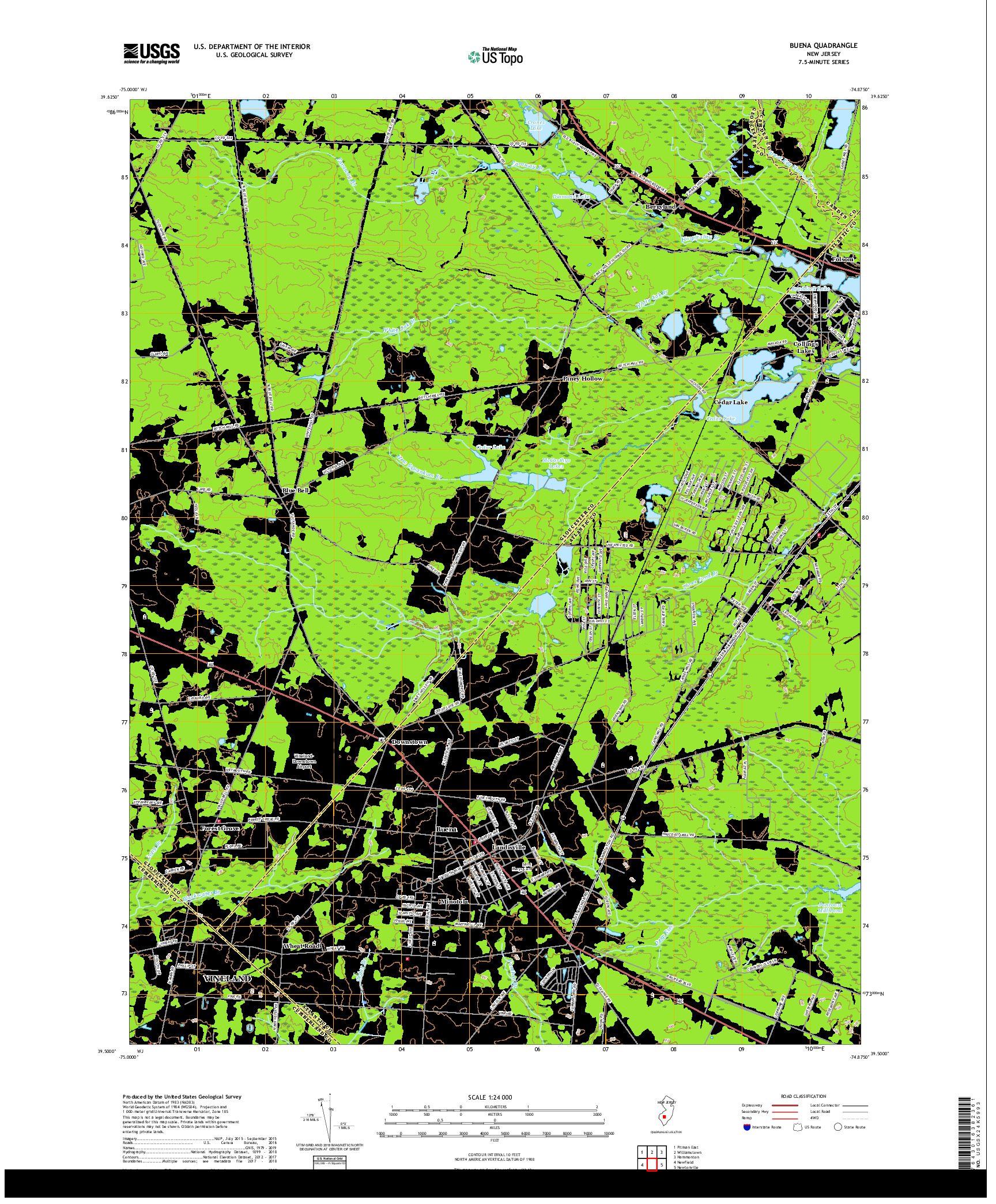 USGS US TOPO 7.5-MINUTE MAP FOR BUENA, NJ 2019