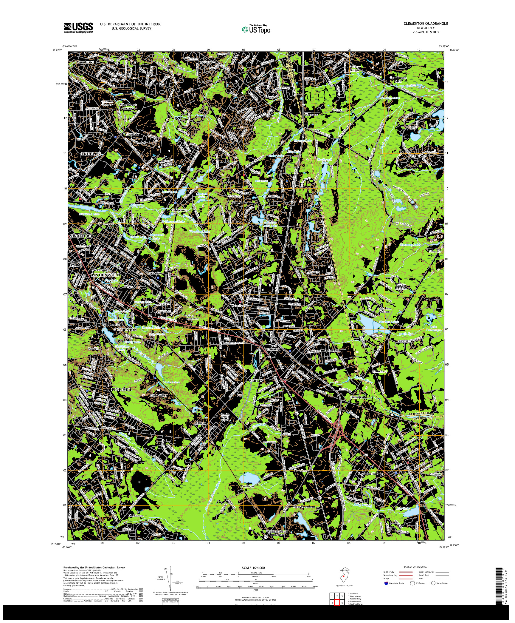 USGS US TOPO 7.5-MINUTE MAP FOR CLEMENTON, NJ 2019