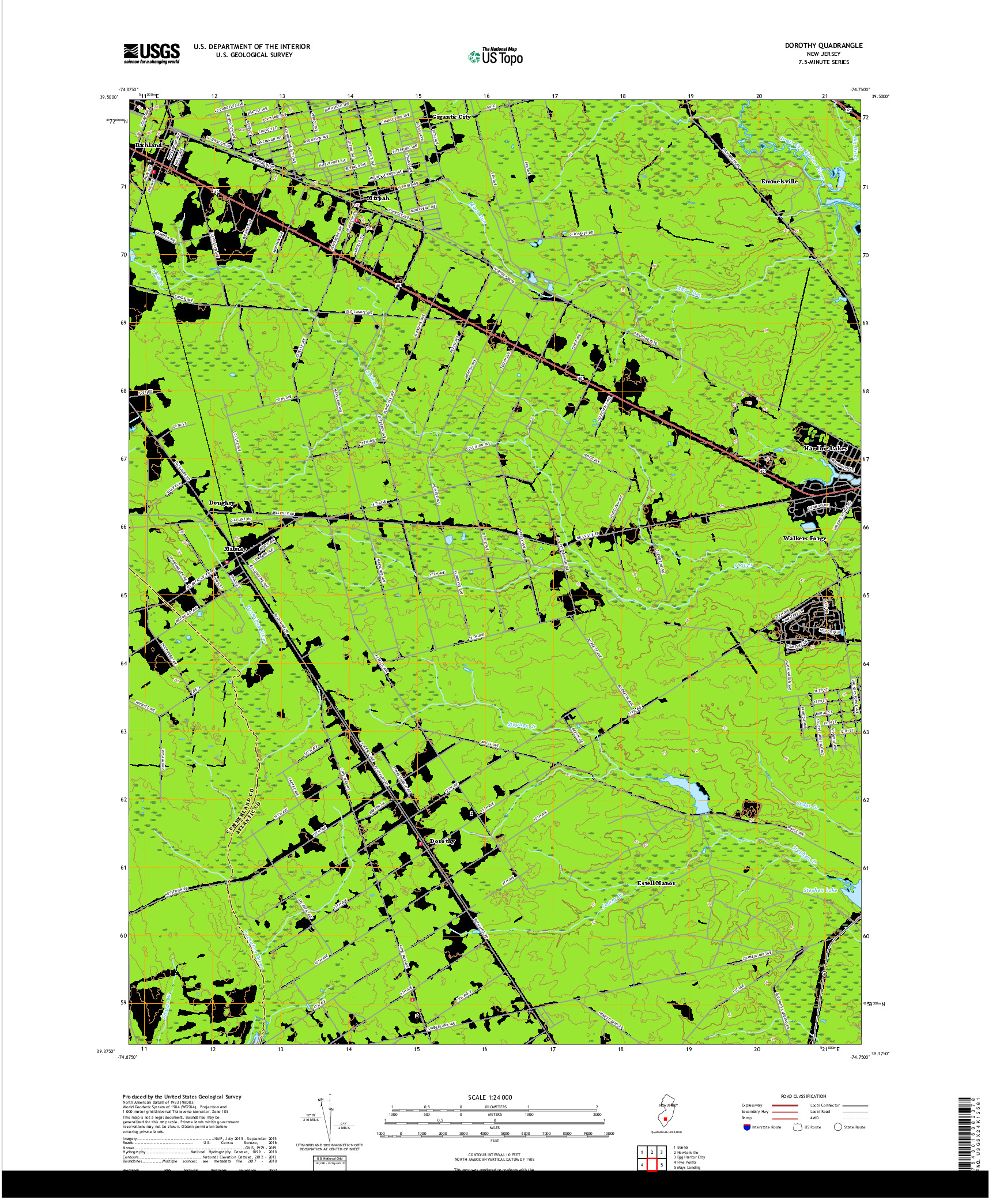 USGS US TOPO 7.5-MINUTE MAP FOR DOROTHY, NJ 2019