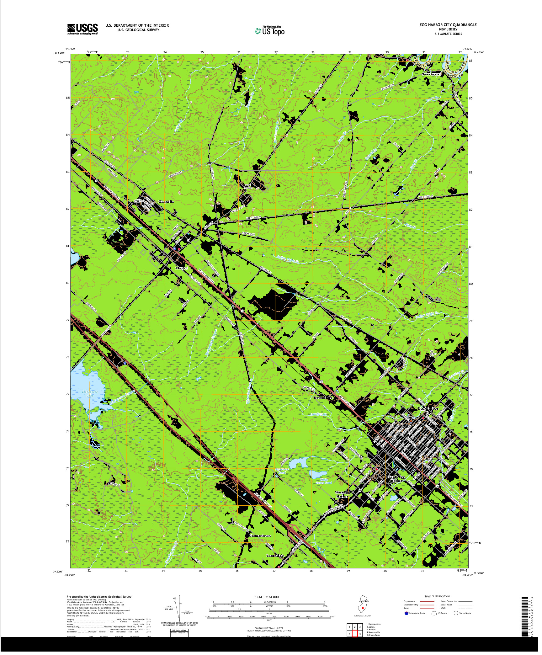USGS US TOPO 7.5-MINUTE MAP FOR EGG HARBOR CITY, NJ 2019