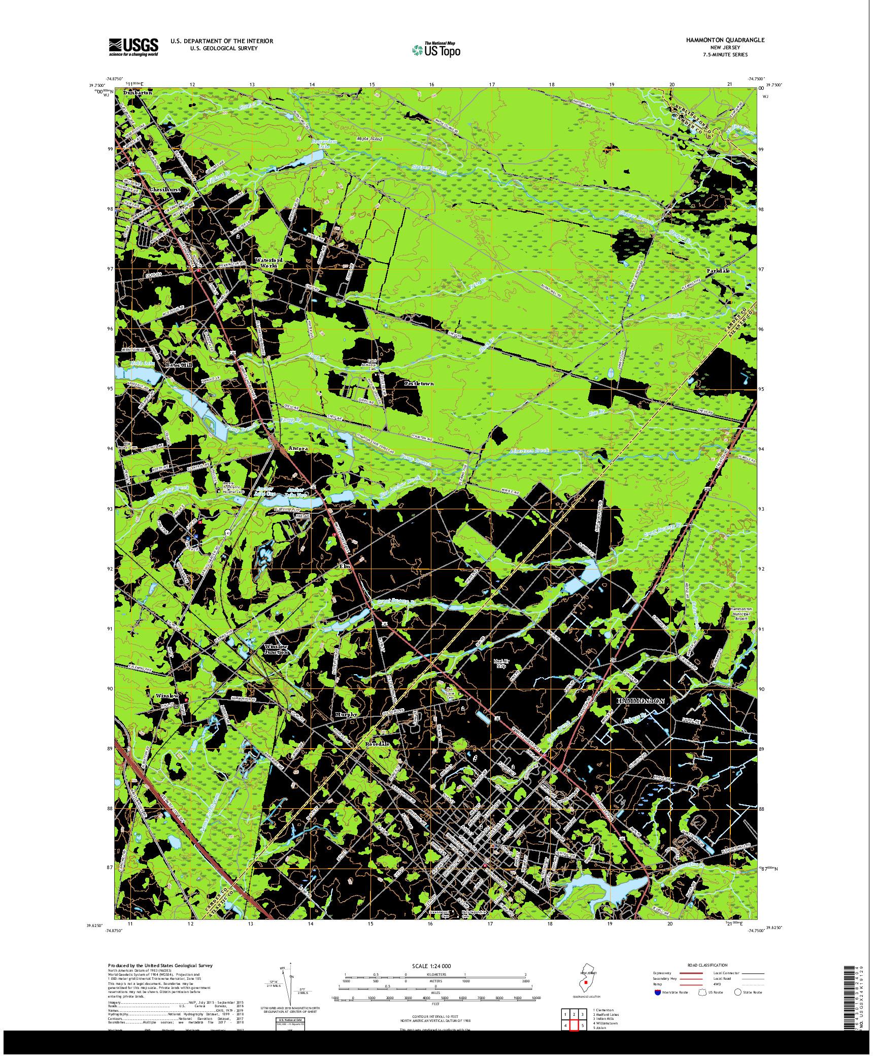 USGS US TOPO 7.5-MINUTE MAP FOR HAMMONTON, NJ 2019