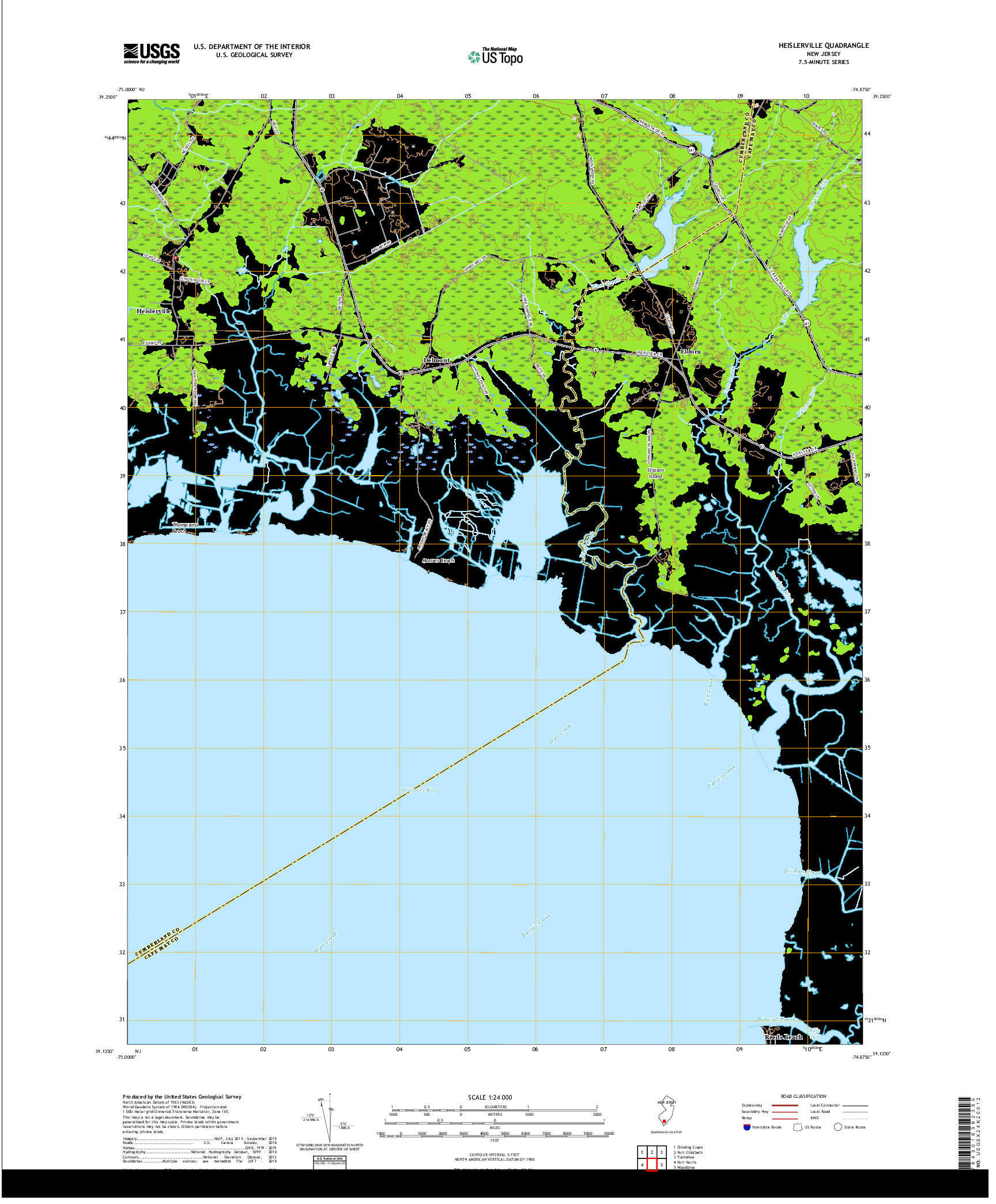 USGS US TOPO 7.5-MINUTE MAP FOR HEISLERVILLE, NJ 2019