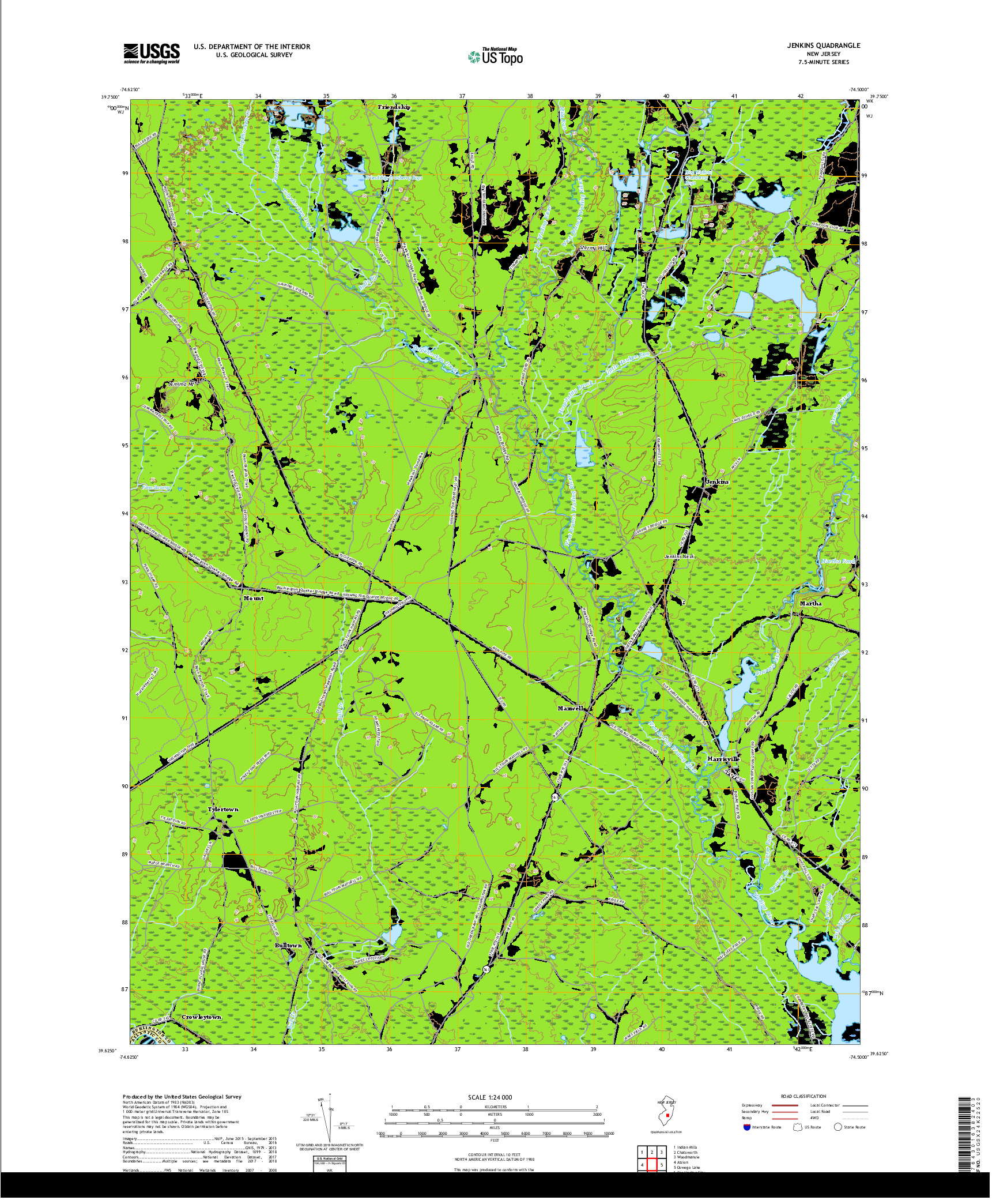 USGS US TOPO 7.5-MINUTE MAP FOR JENKINS, NJ 2019