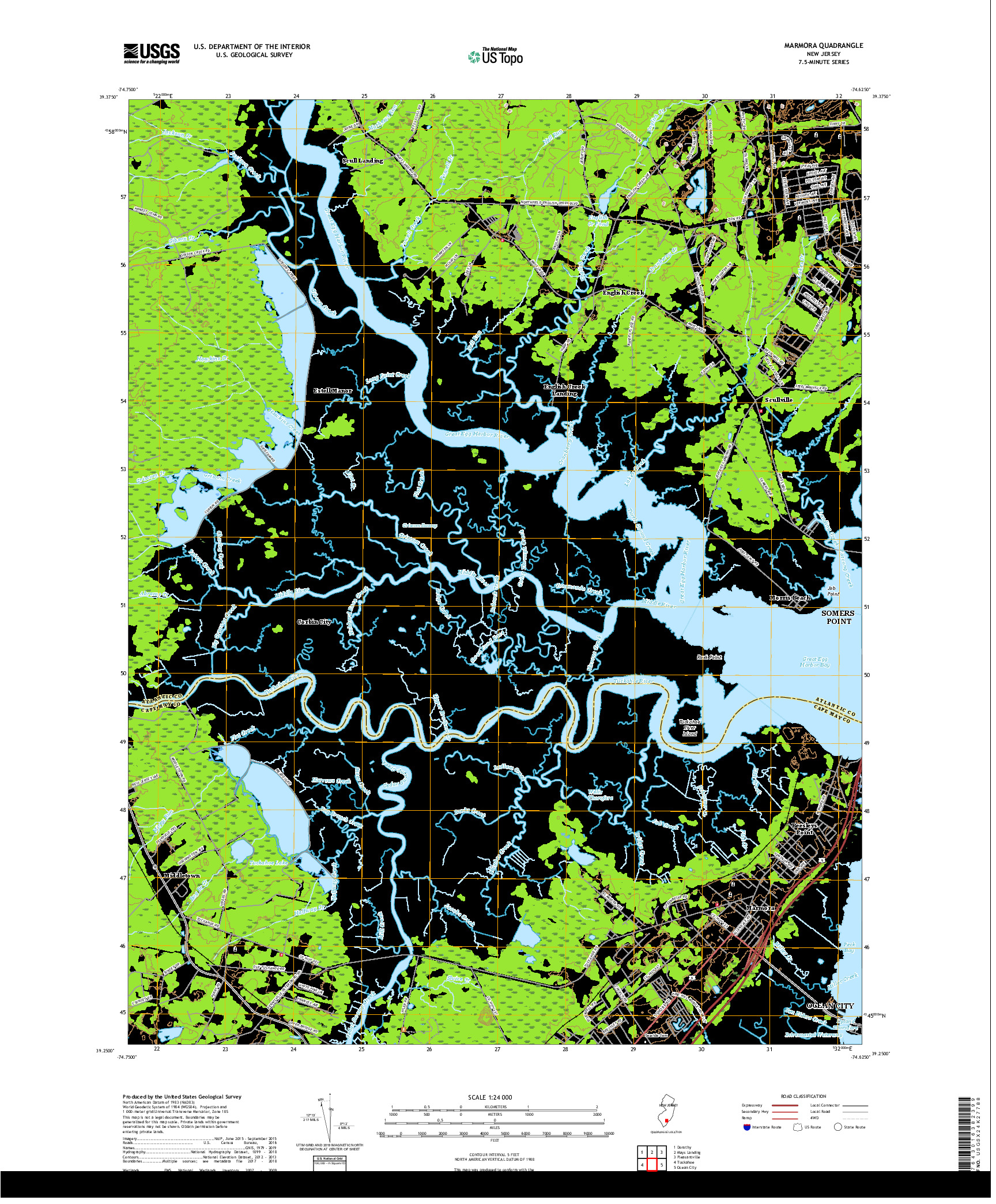 USGS US TOPO 7.5-MINUTE MAP FOR MARMORA, NJ 2019