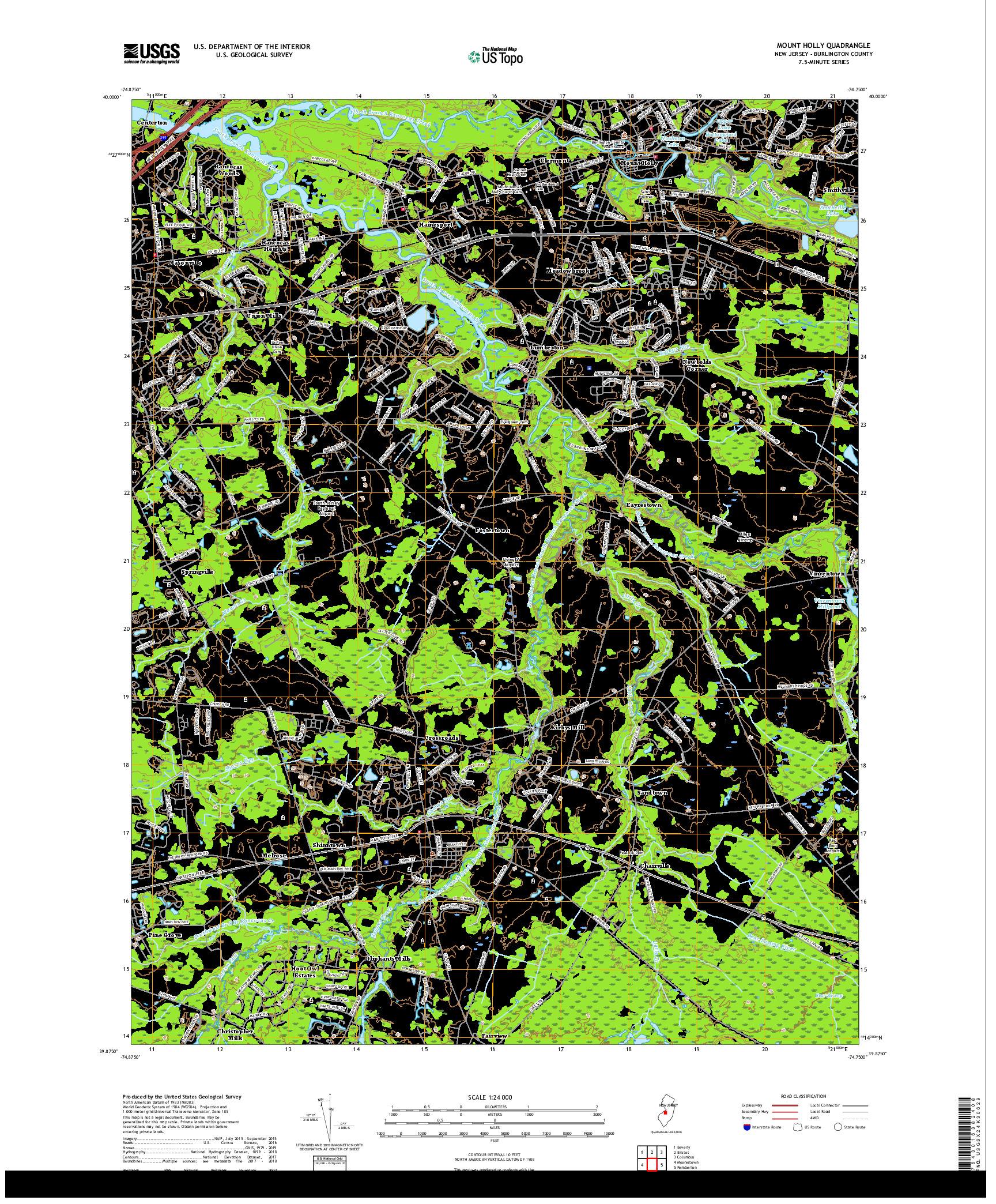 USGS US TOPO 7.5-MINUTE MAP FOR MOUNT HOLLY, NJ 2019